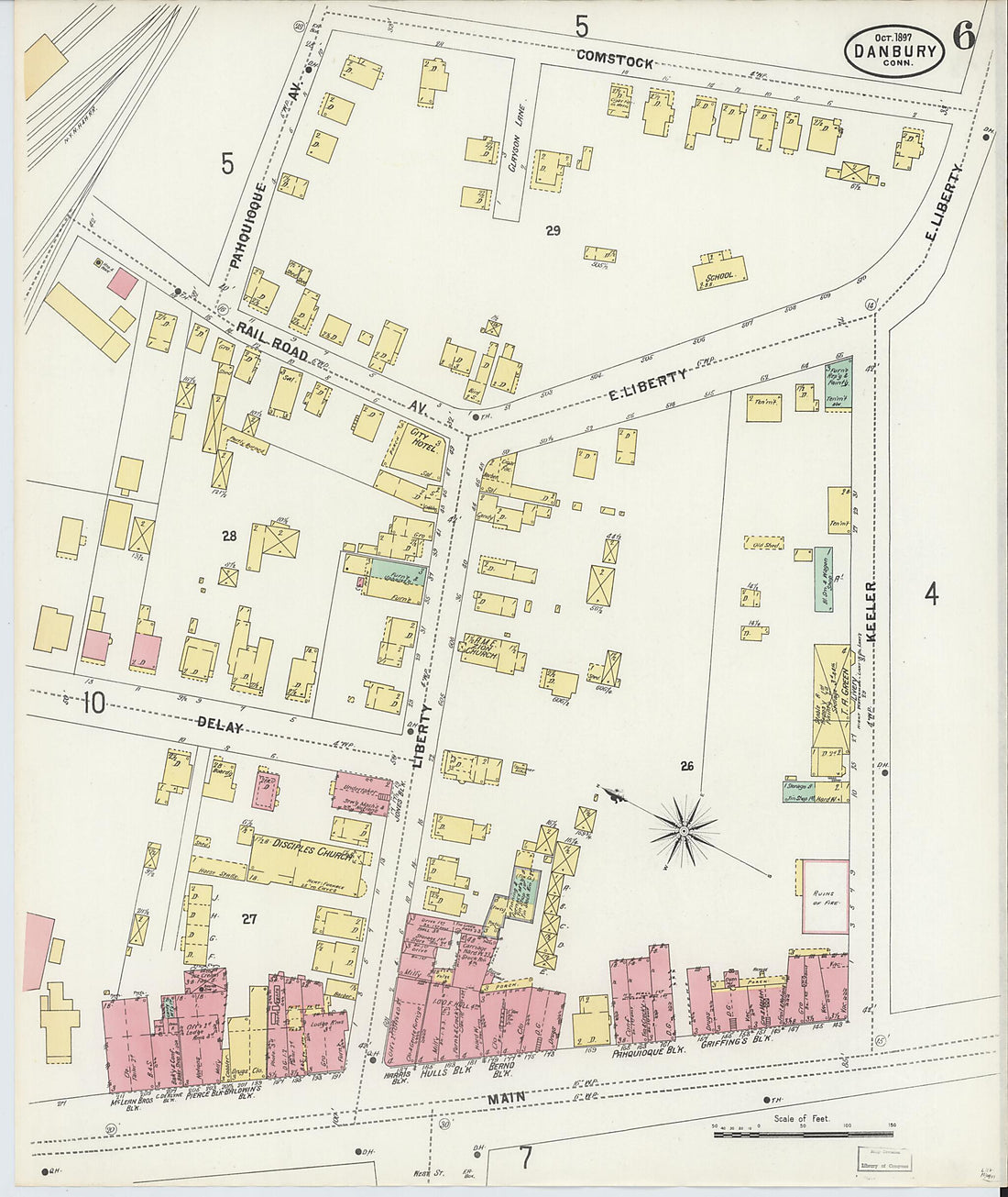 This old map of Danbury, Fairfield County, Connecticut was created by Sanborn Map Company in 1897