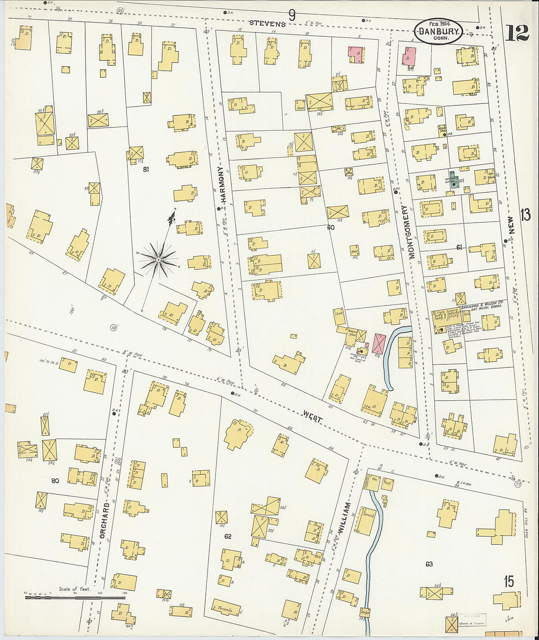 This old map of Danbury, Fairfield County, Connecticut was created by Sanborn Map Company in 1904