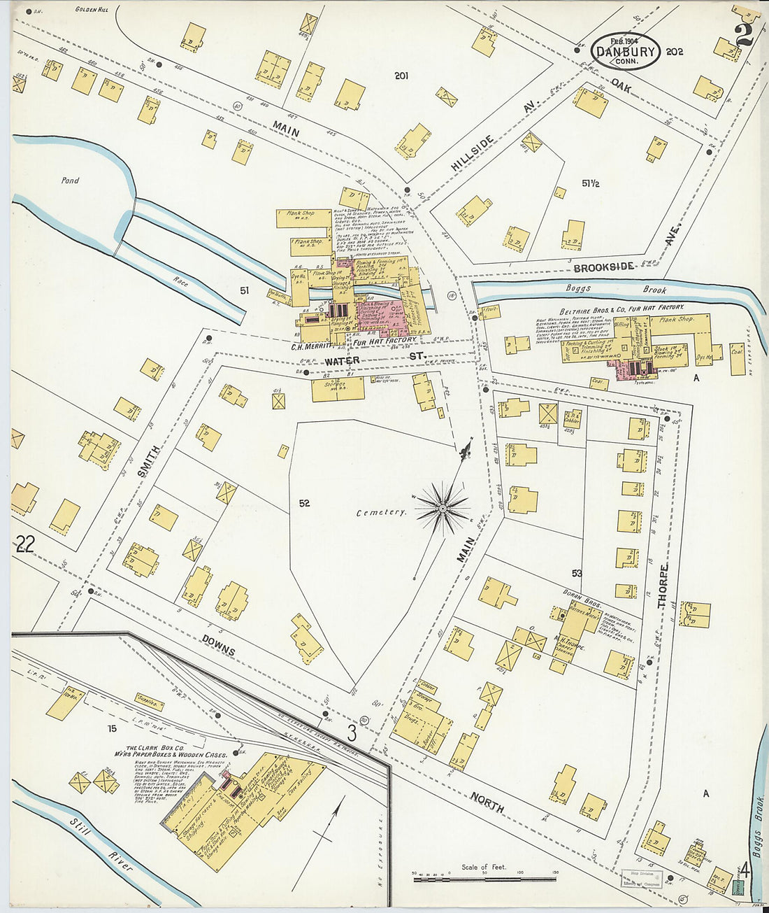 This old map of Danbury, Fairfield County, Connecticut was created by Sanborn Map Company in 1904