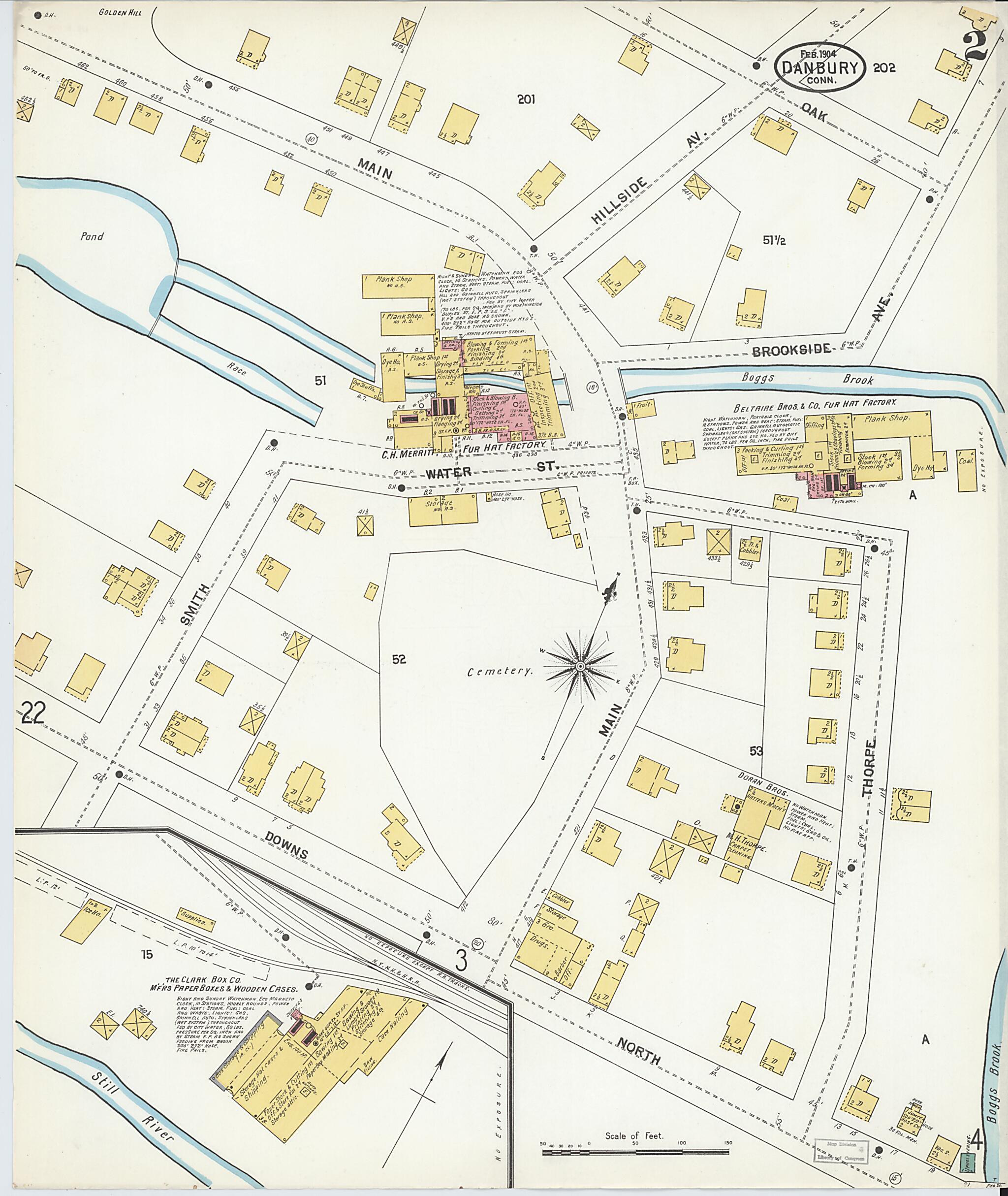This old map of Danbury, Fairfield County, Connecticut was created by Sanborn Map Company in 1904