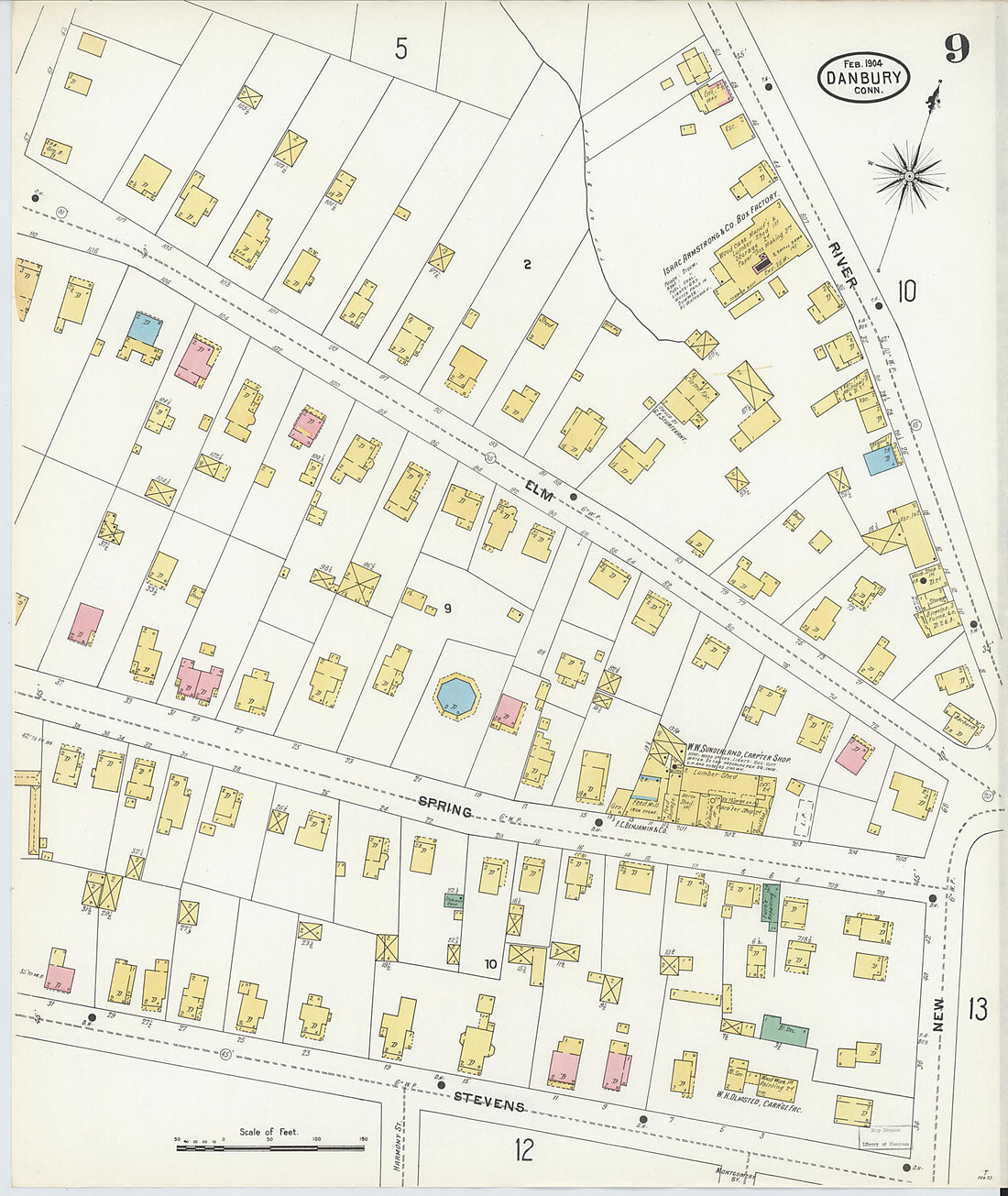 This old map of Danbury, Fairfield County, Connecticut was created by Sanborn Map Company in 1904