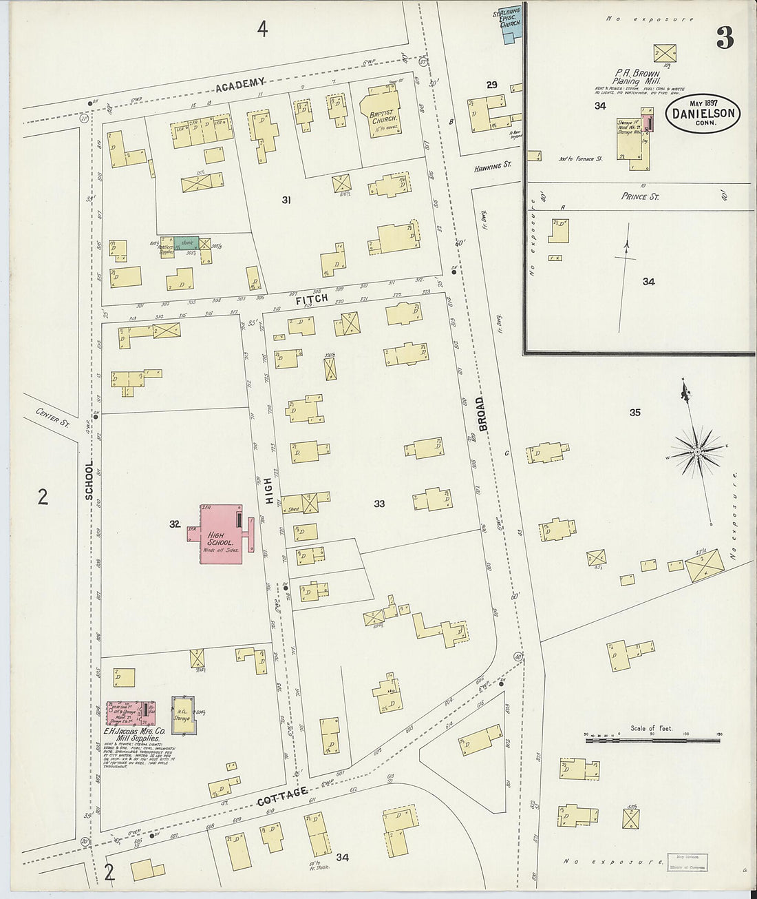 This old map of Danielson, Windham County, Connecticut was created by Sanborn Map Company in 1897