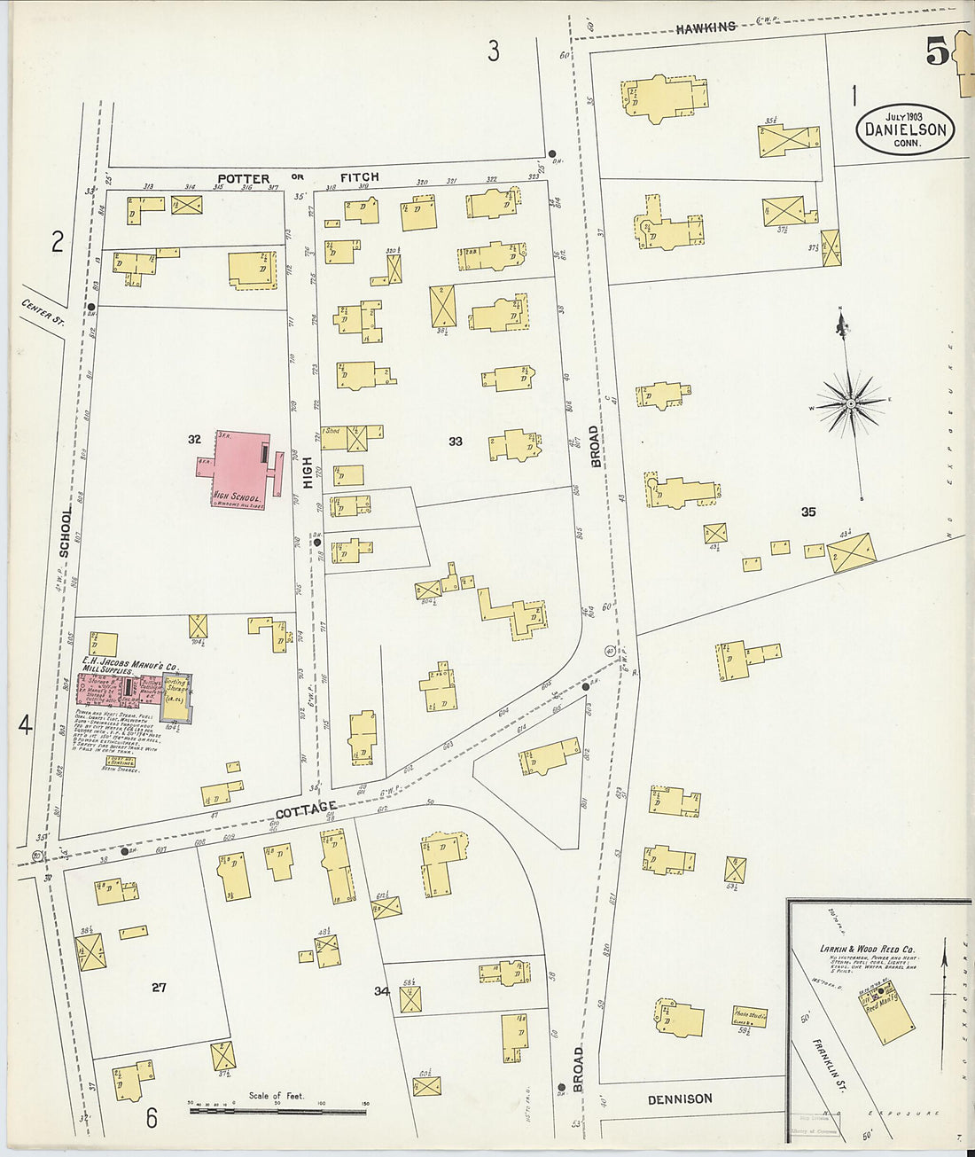 This old map of Danielson, Windham County, Connecticut was created by Sanborn Map Company in 1903