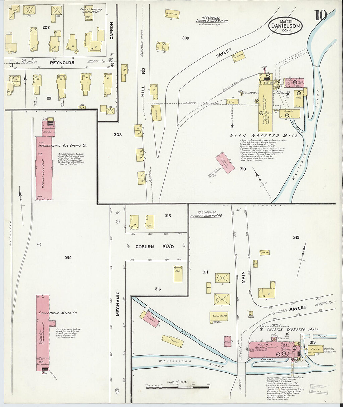 This old map of Quinebaug, Windham County, Connecticut was created by Sanborn Map Company in 1911