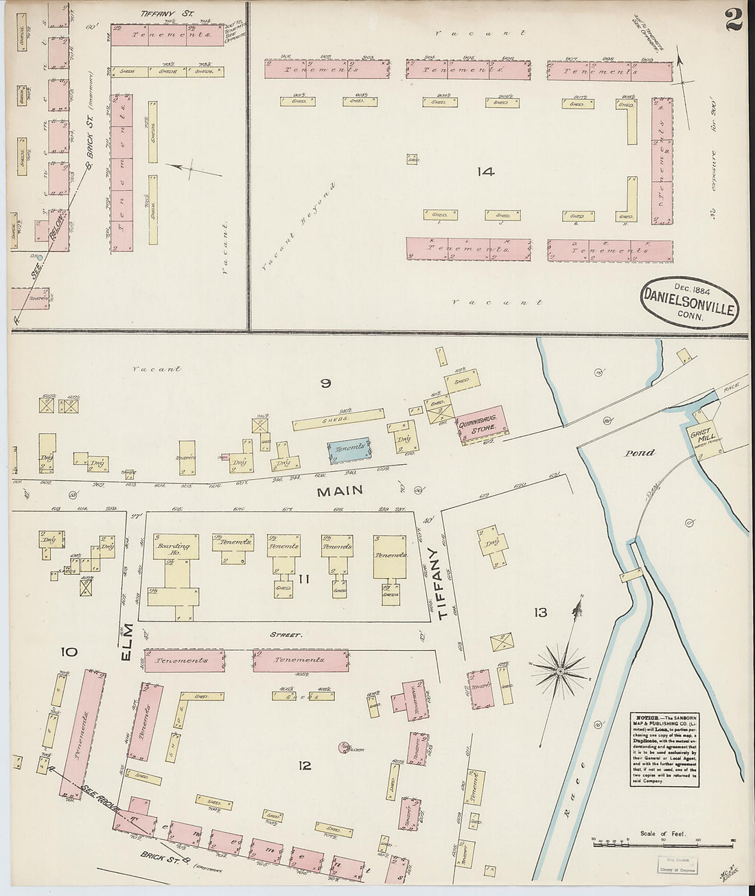 This old map of Danielsonville, Windham County, Connecticut was created by Sanborn Map Company in 1884