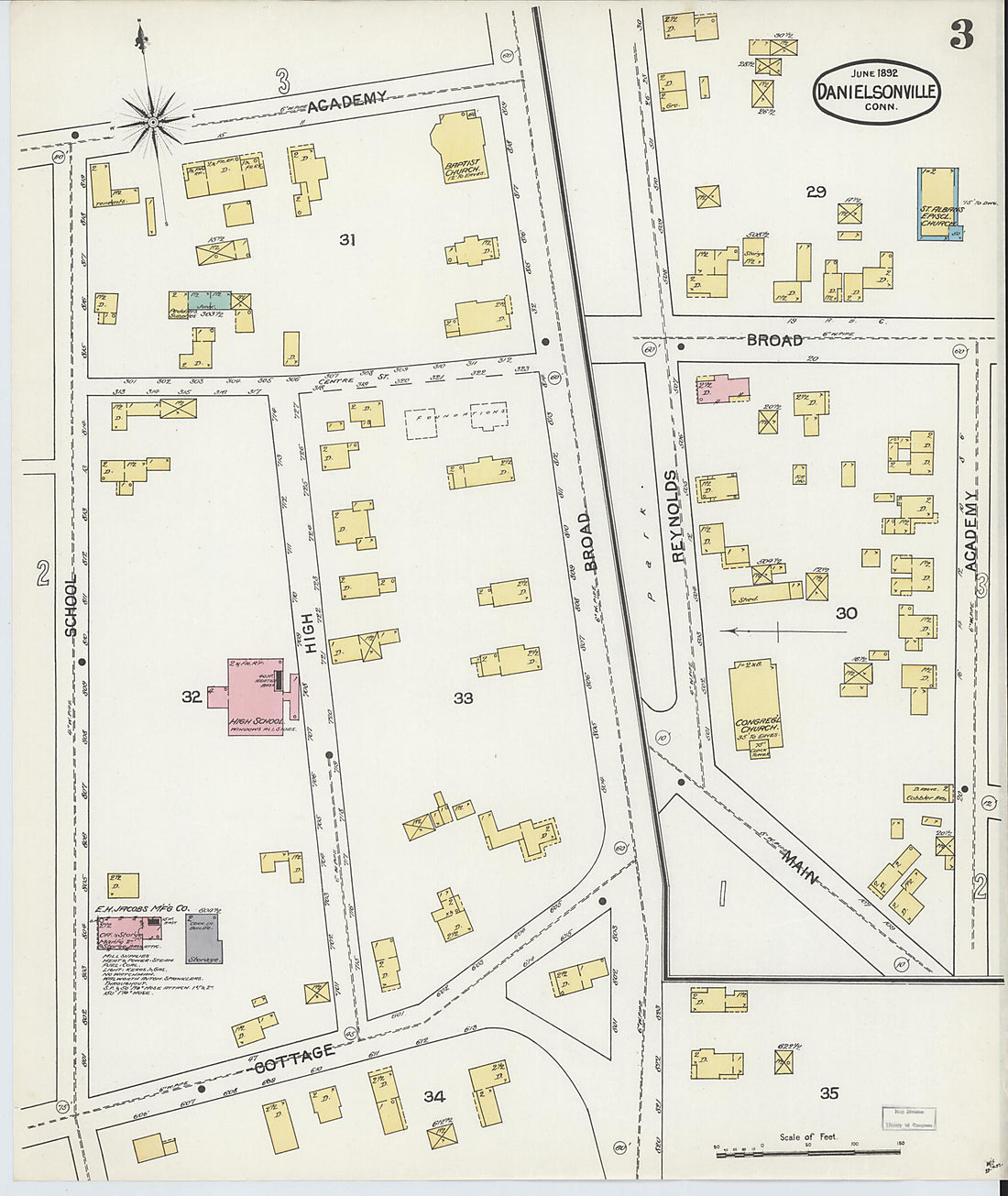 This old map of Danielsonville, Windham County, Connecticut was created by Sanborn Map Company in 1892
