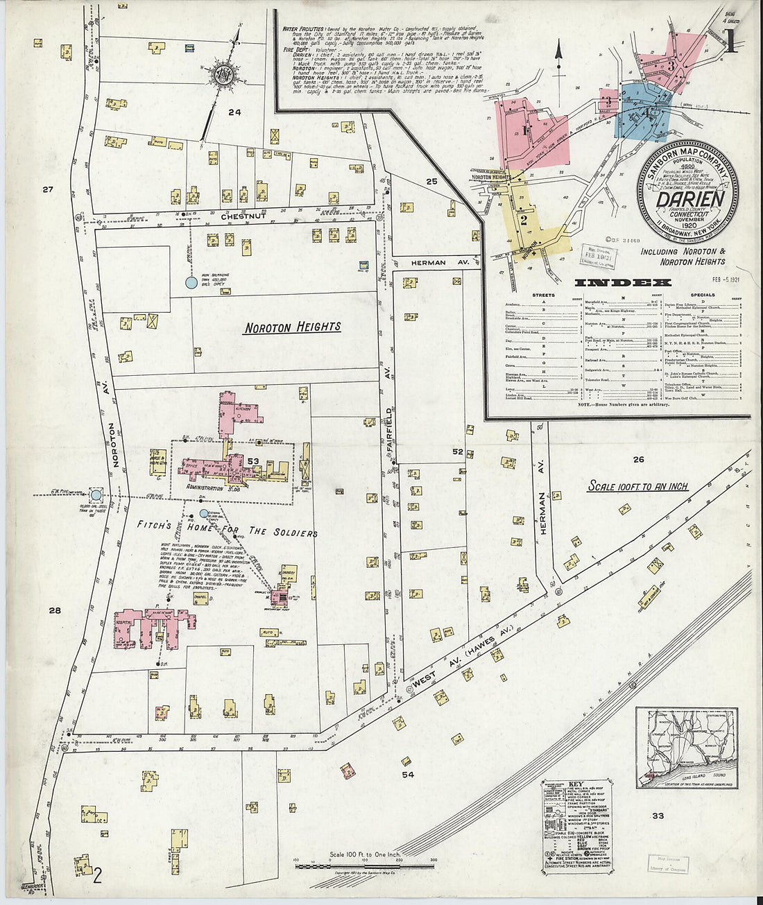 This old map of Noroton Heights, Fairfield County, Connecticut was created by Sanborn Map Company in 1920