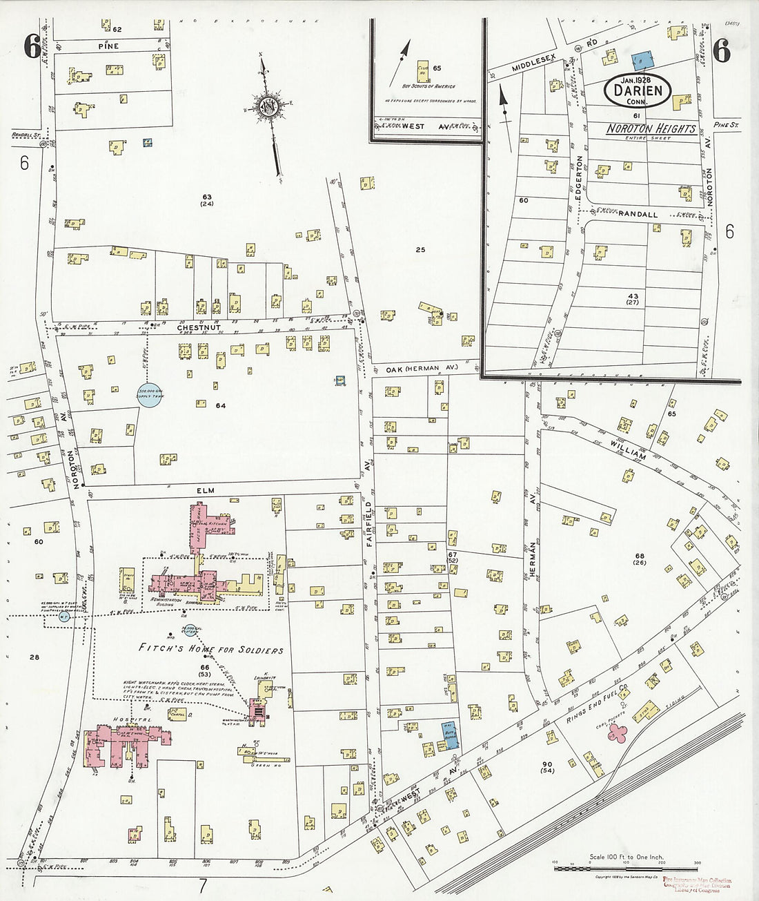This old map of Noroton Heights, Fairfield County, Connecticut was created by Sanborn Map Company in 1928