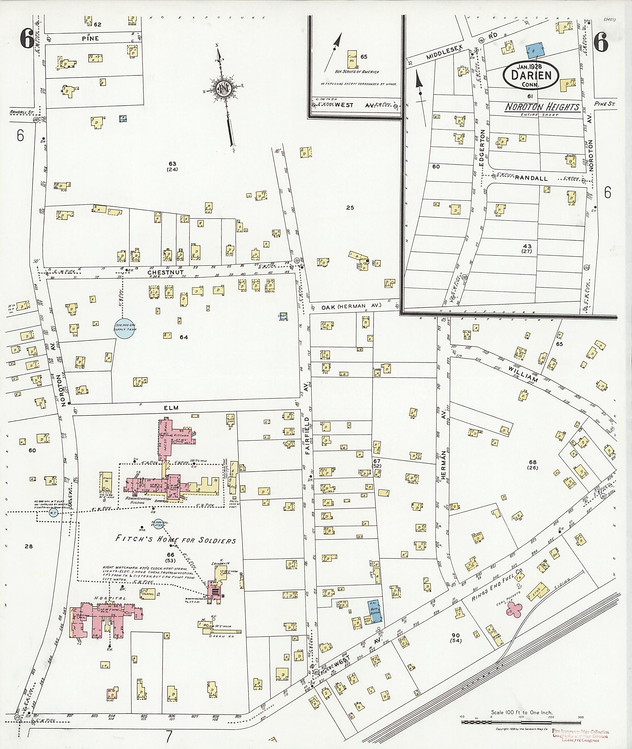 This old map of Noroton Heights, Fairfield County, Connecticut was created by Sanborn Map Company in 1928