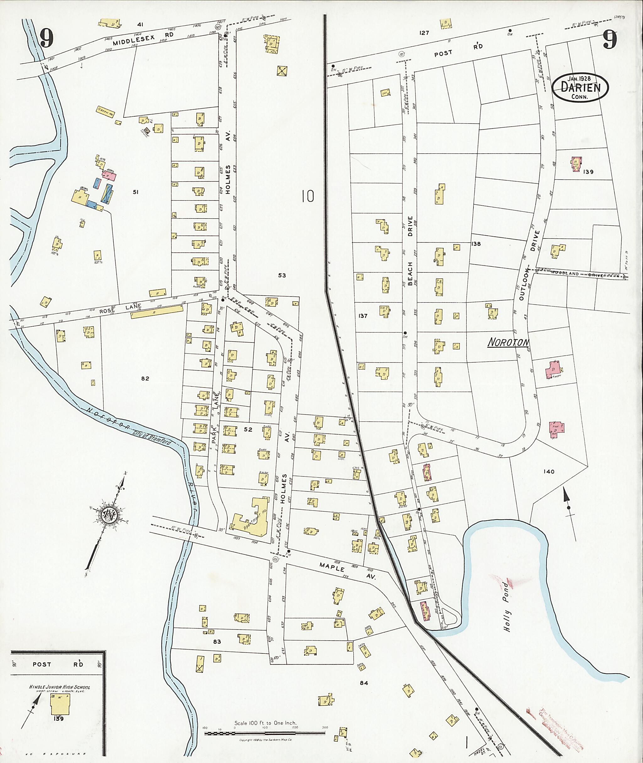 This old map of Noroton Heights, Fairfield County, Connecticut was created by Sanborn Map Company in 1928