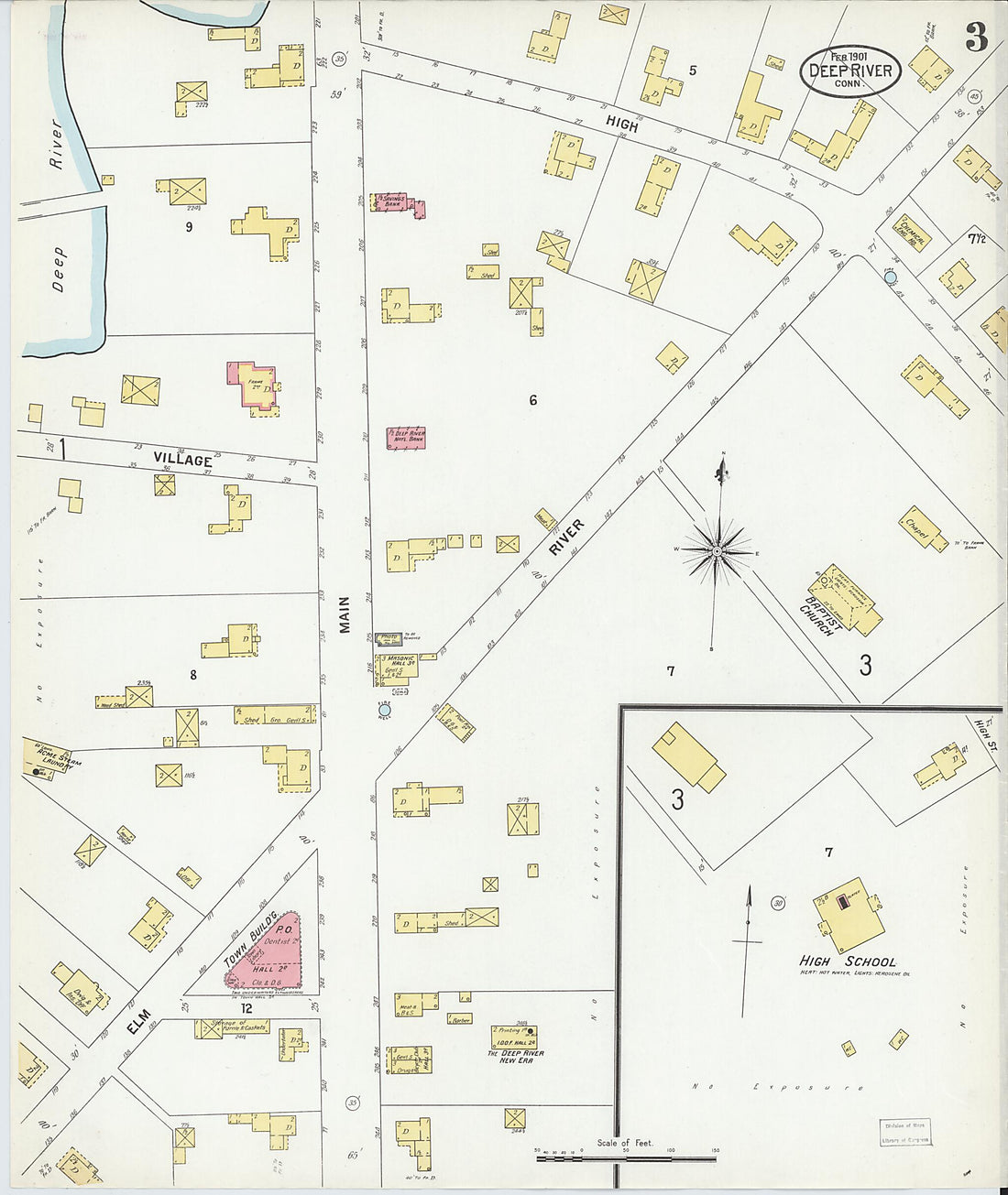 This old map of Deep River, Middlesex County, Connecticut was created by Sanborn Map Company in 1901