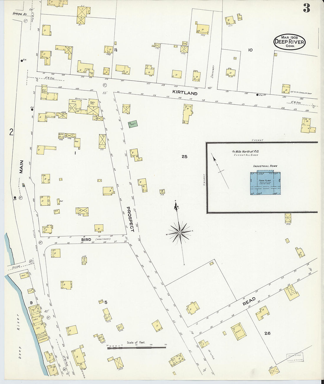 This old map of Deep River, Middlesex County, Connecticut was created by Sanborn Map Company in 1908
