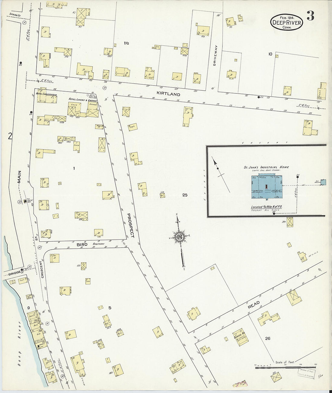This old map of Deep River, Middlesex County, Connecticut was created by Sanborn Map Company in 1914