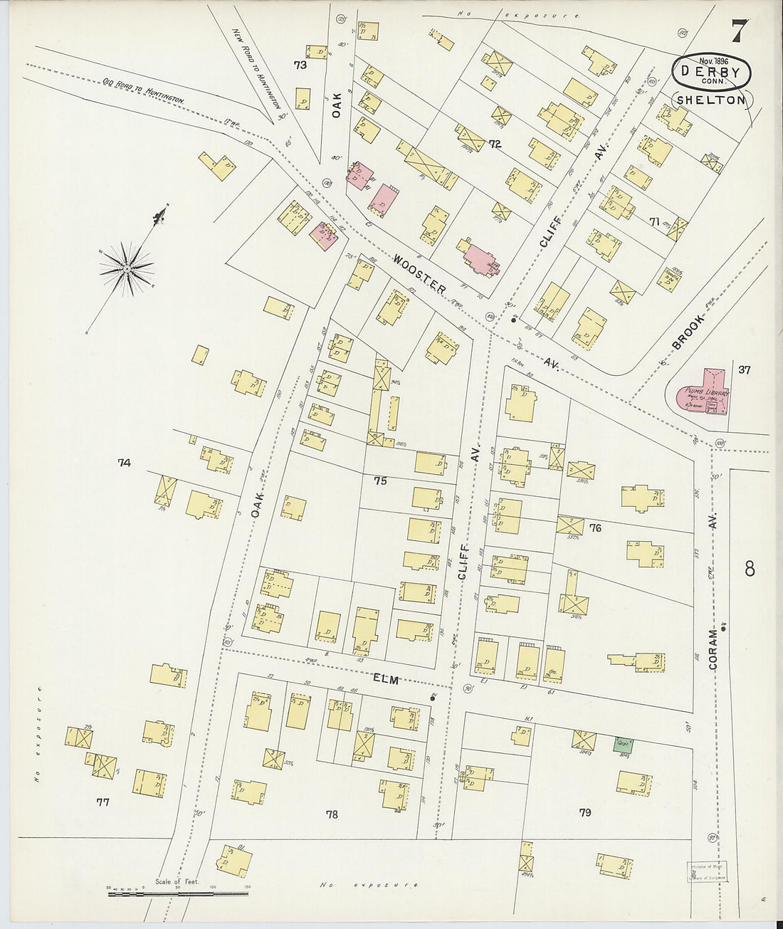 This old map of Derby, Shelton Fairfield County, Connecticut was created by Sanborn Map Company in 1896