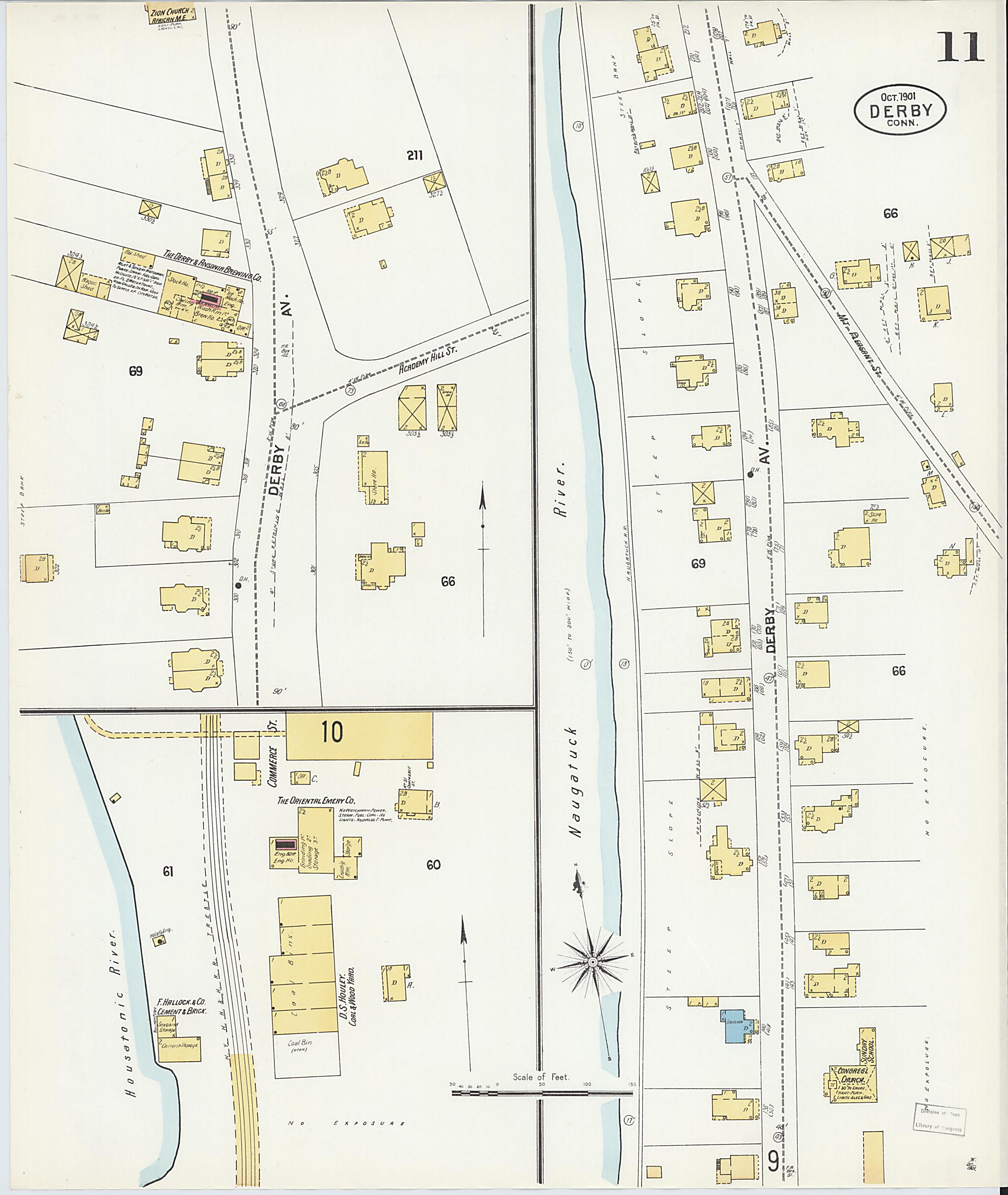 This old map of Derby, Shelton Fairfield County, Connecticut was created by Sanborn Map Company in 1901