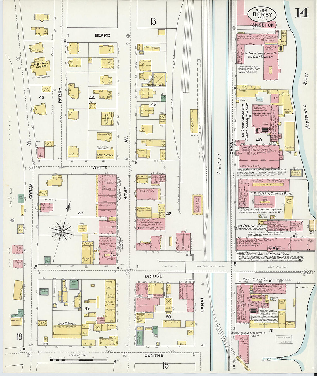 This old map of Derby, Shelton Fairfield County, Connecticut was created by Sanborn Map Company in 1901