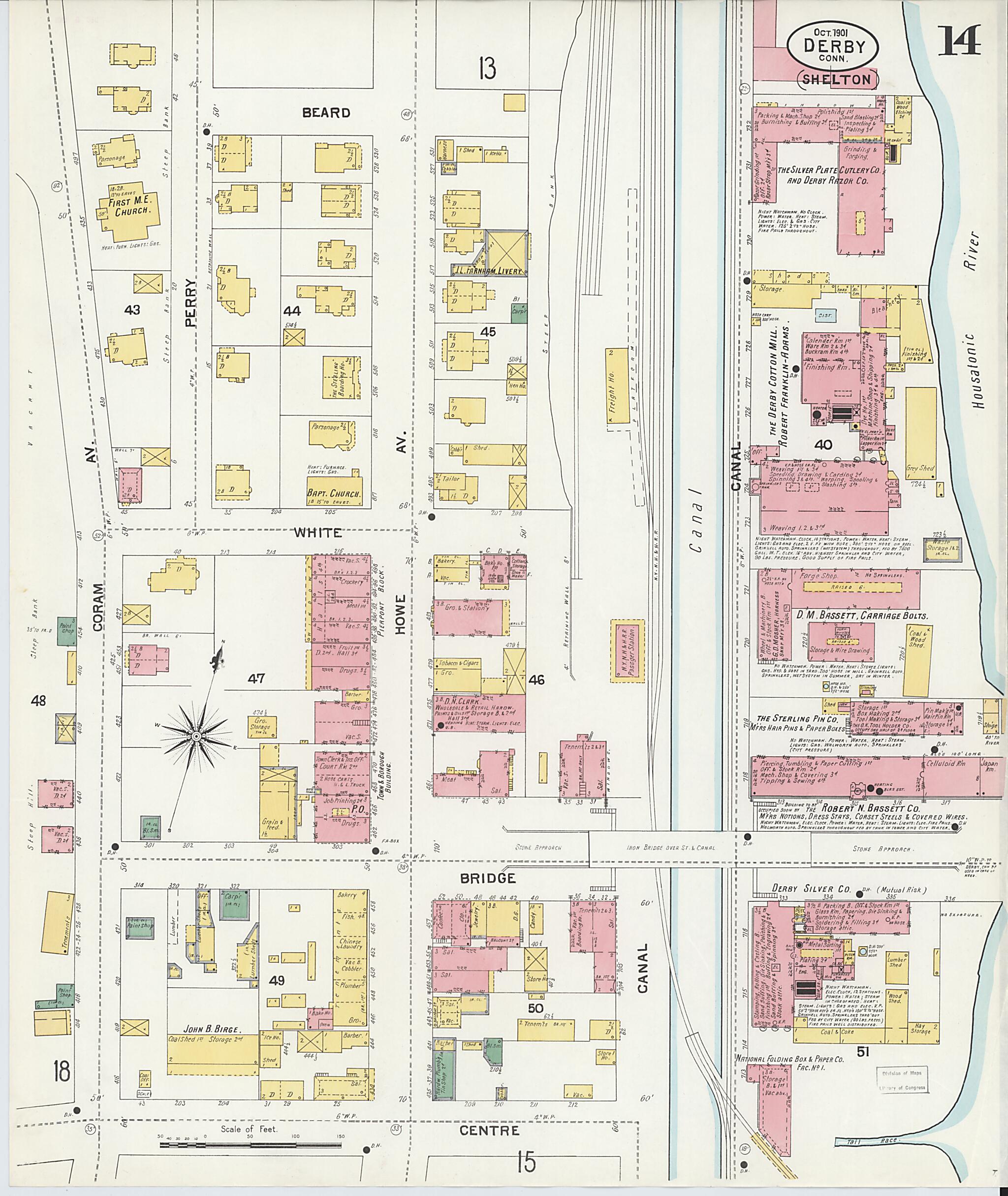 This old map of Derby, Shelton Fairfield County, Connecticut was created by Sanborn Map Company in 1901