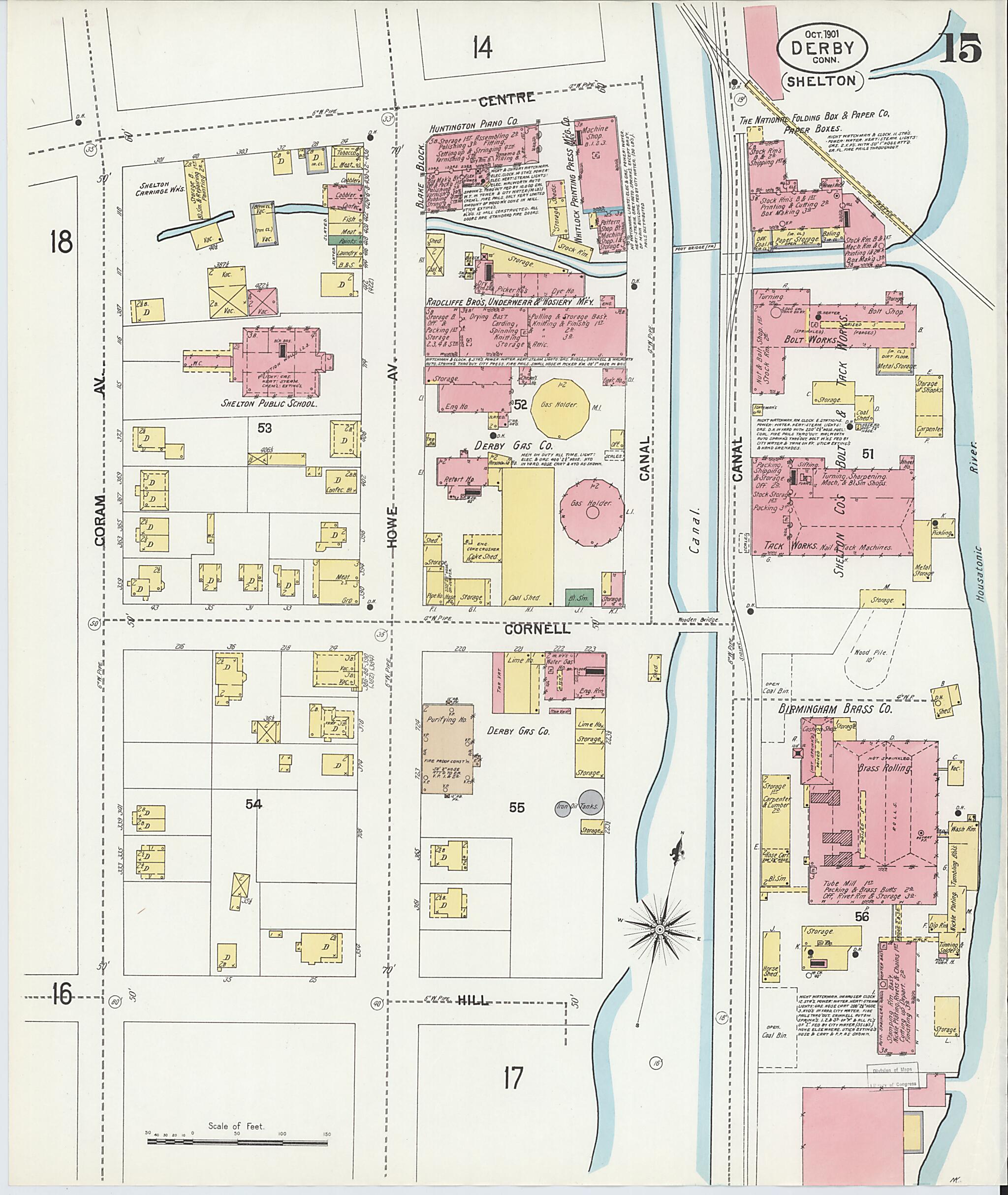 This old map of Derby, Shelton Fairfield County, Connecticut was created by Sanborn Map Company in 1901