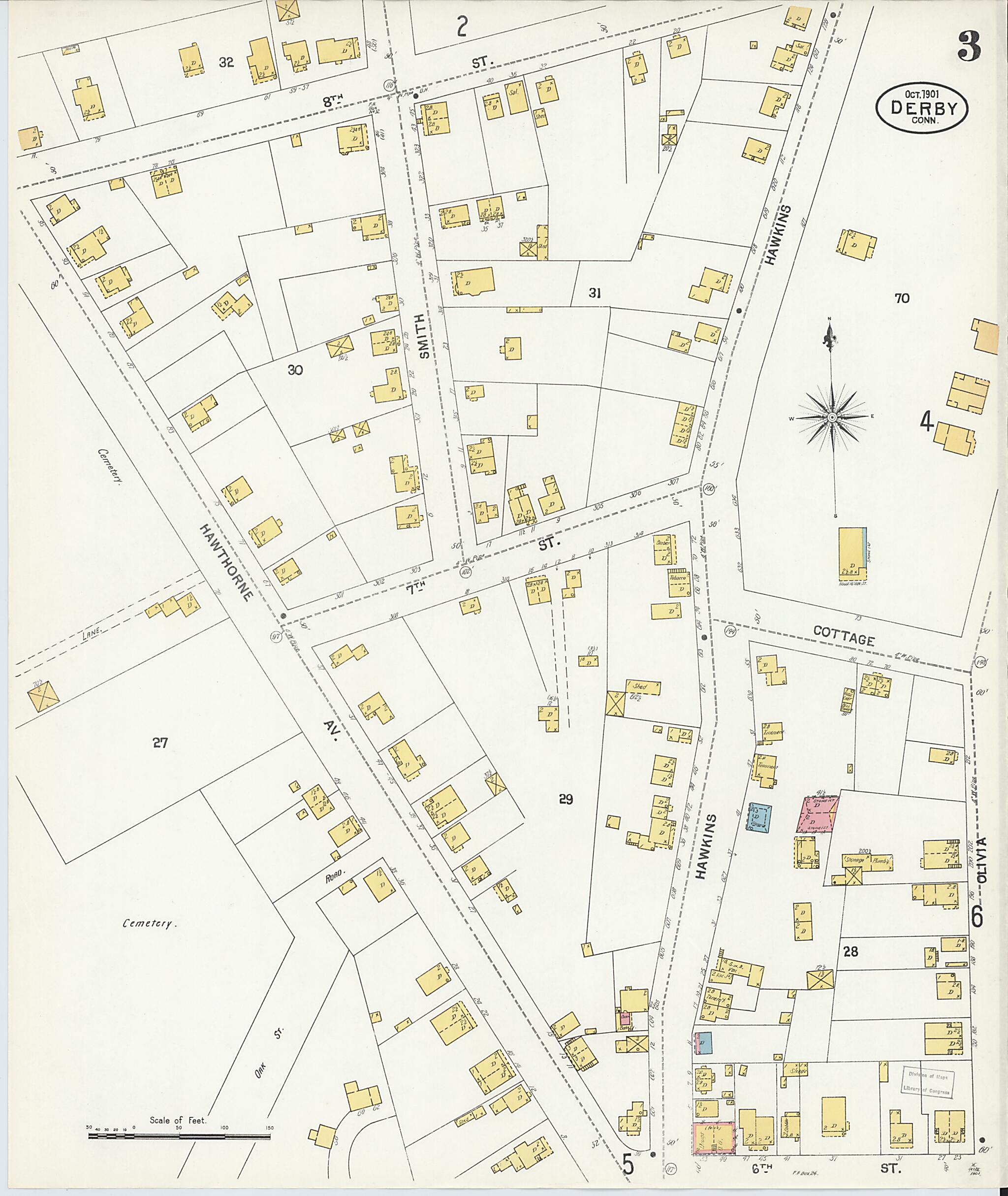 This old map of Derby, Shelton Fairfield County, Connecticut was created by Sanborn Map Company in 1901