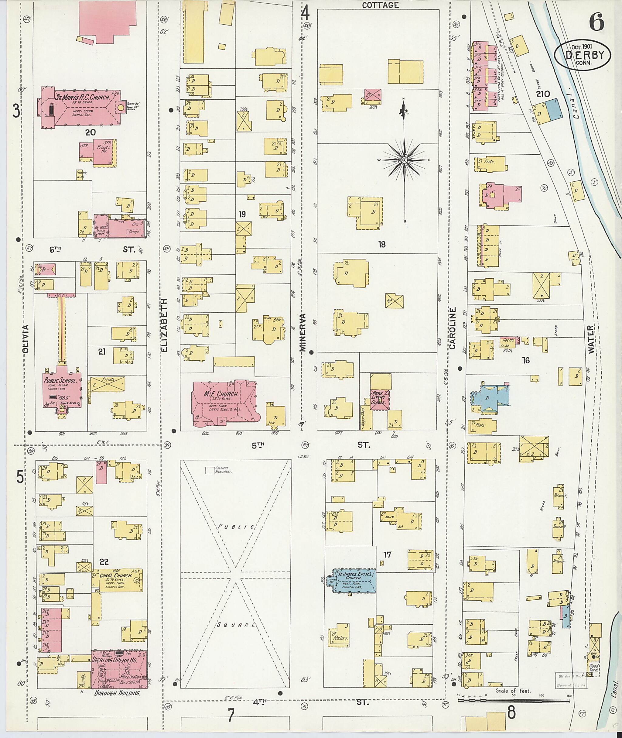 This old map of Derby, Shelton Fairfield County, Connecticut was created by Sanborn Map Company in 1901
