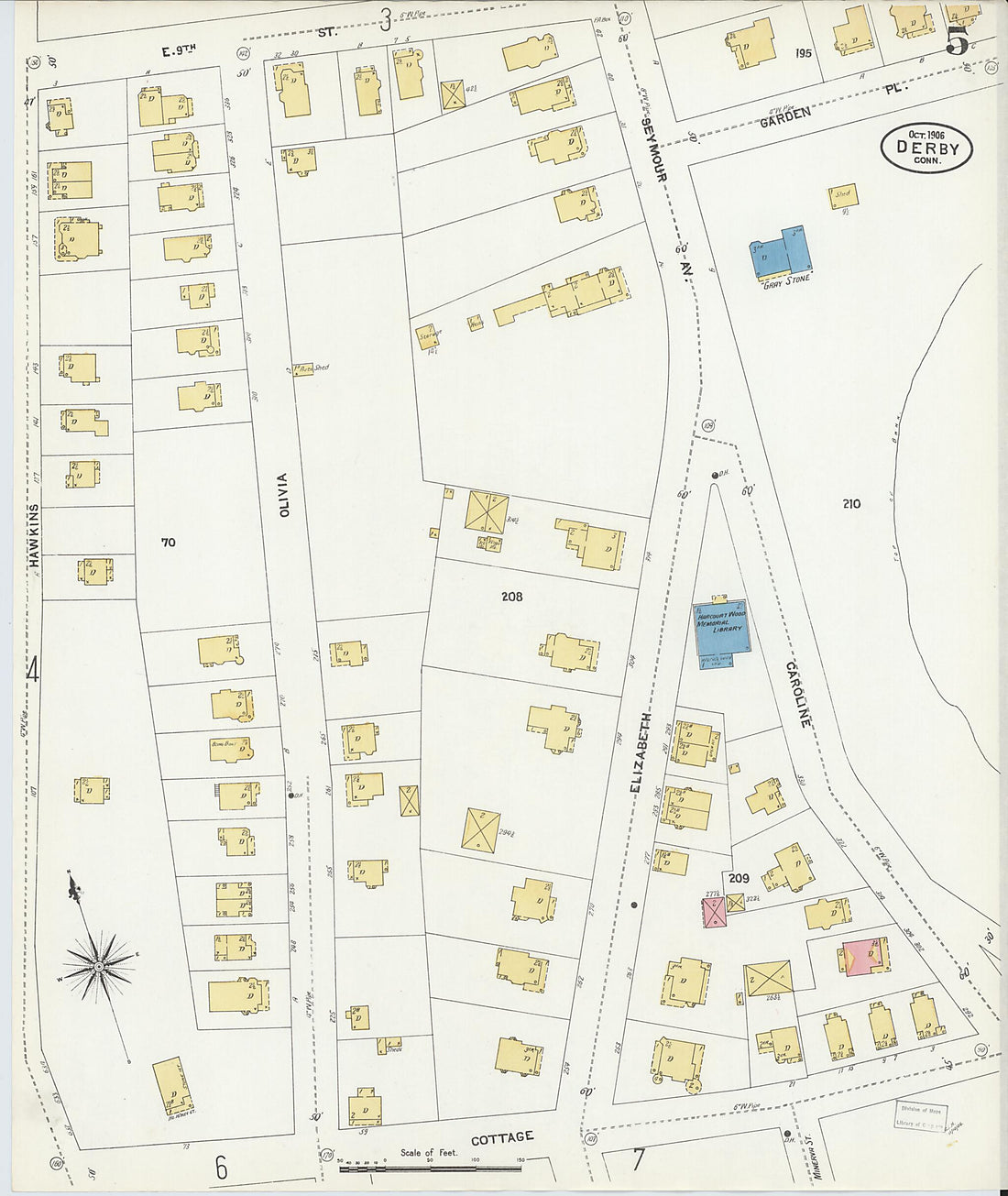 This old map of Derby, Shelton Fairfield County, Connecticut was created by Sanborn Map Company in 1906