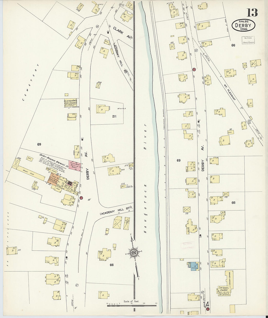 This old map of Derby, Shelton Fairfield County, Connecticut was created by Sanborn Map Company in 1912