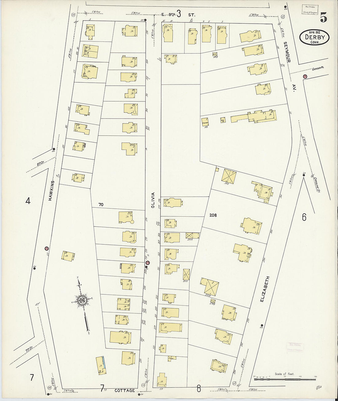 This old map of Derby, Shelton Fairfield County, Connecticut was created by Sanborn Map Company in 1912