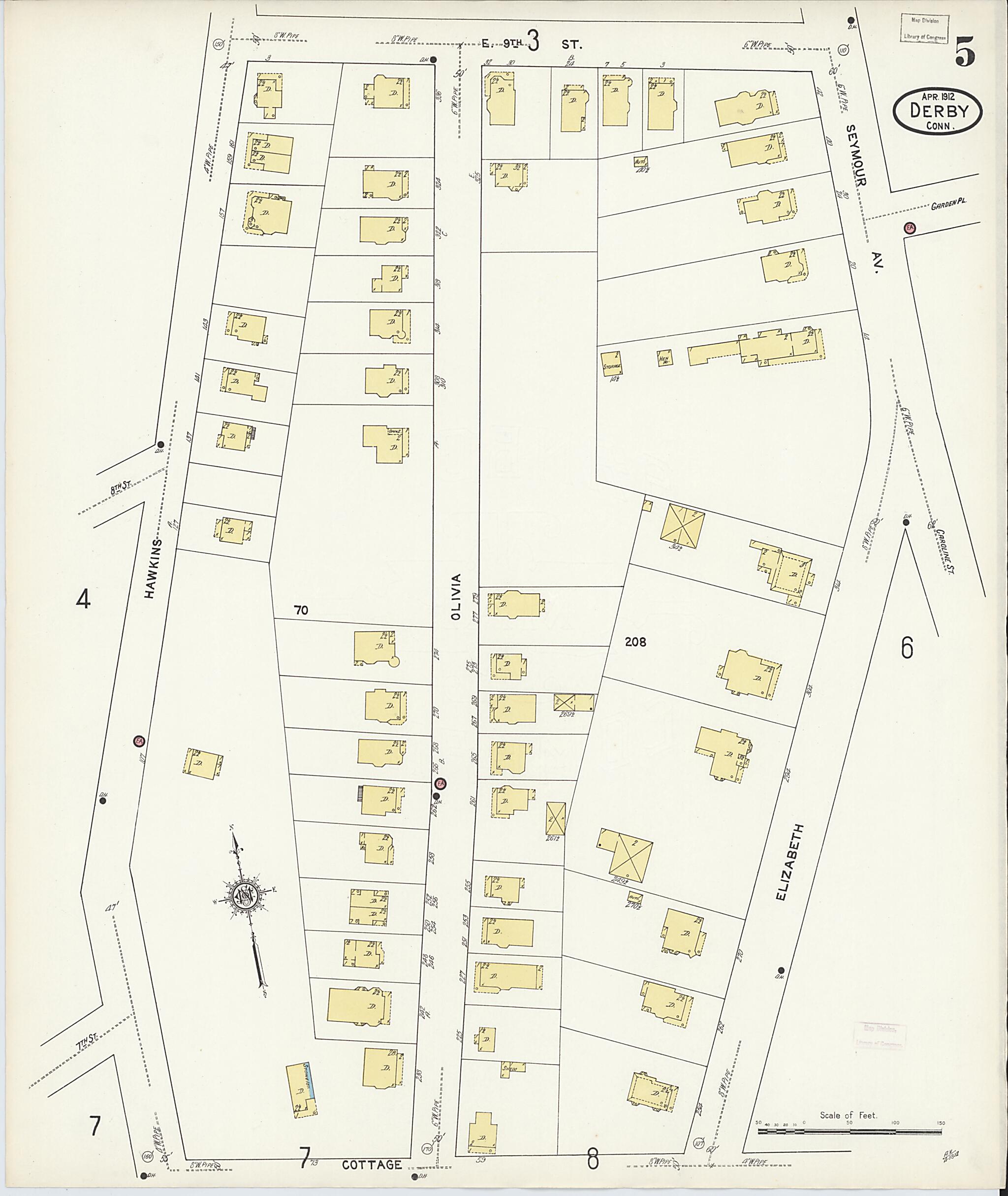 This old map of Derby, Shelton Fairfield County, Connecticut was created by Sanborn Map Company in 1912