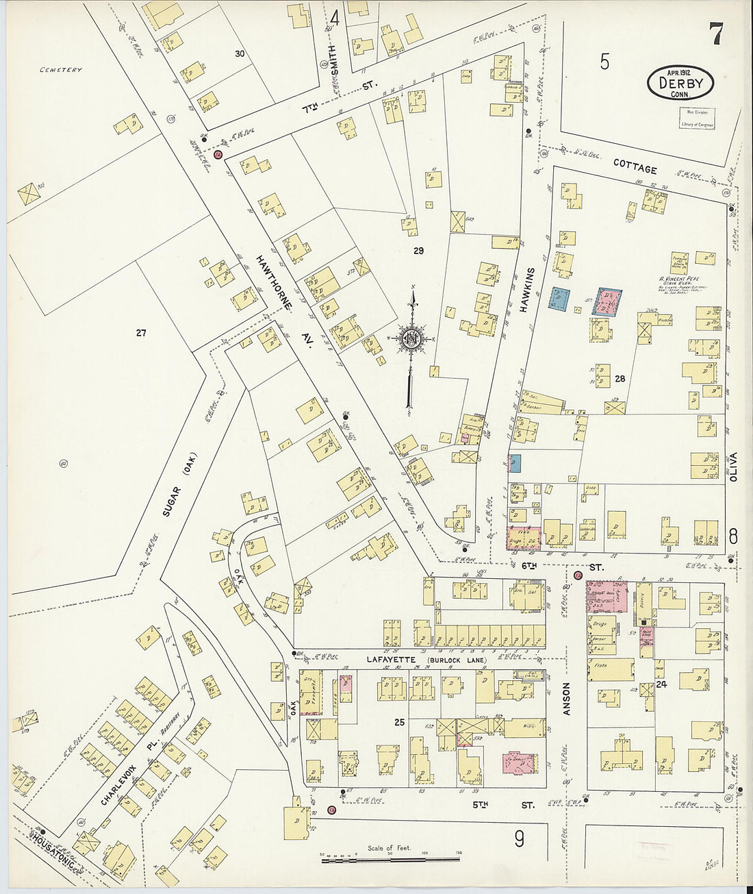 This old map of Derby, Shelton Fairfield County, Connecticut was created by Sanborn Map Company in 1912