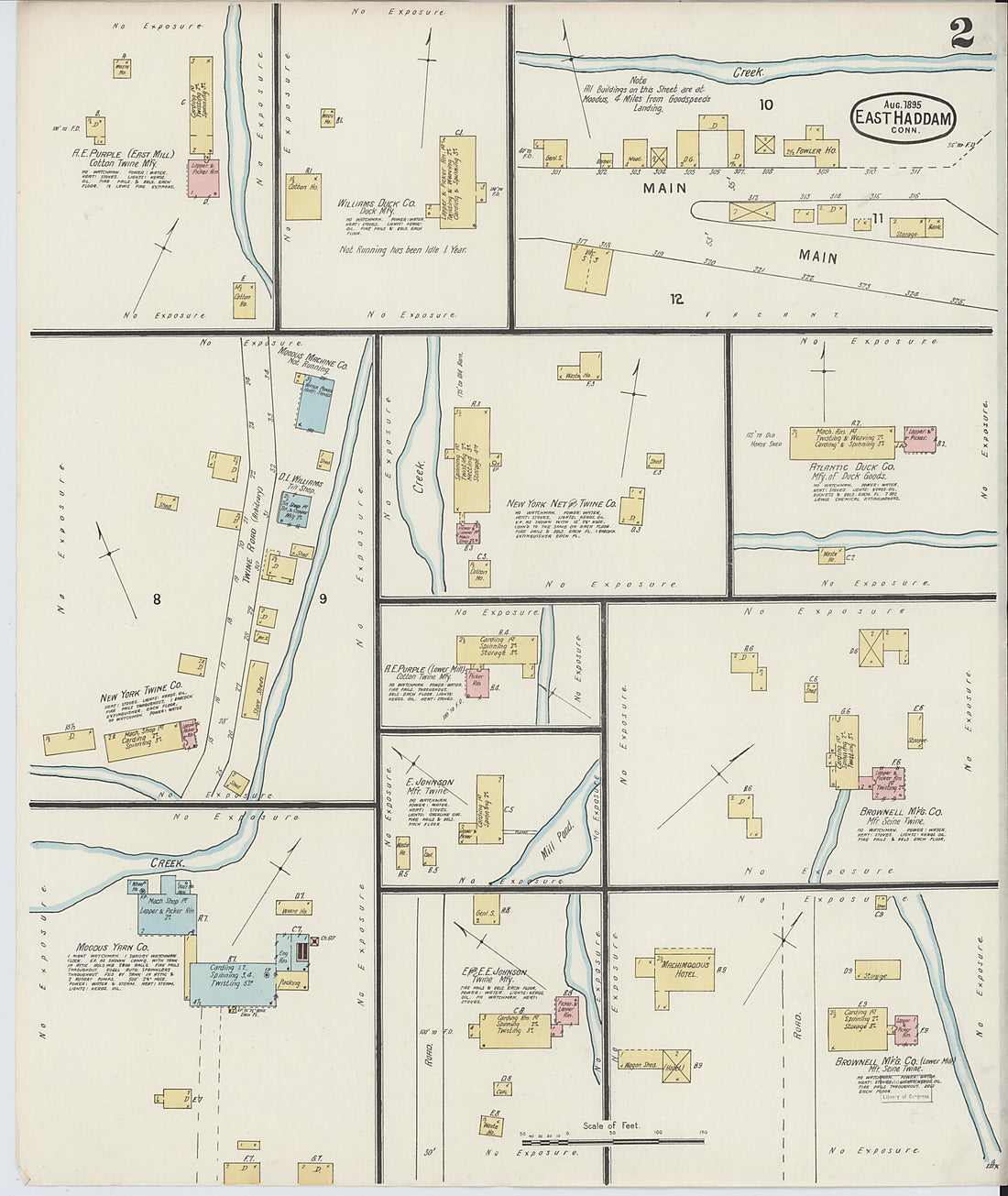 This old map of Moodus, Middlesex County, Connecticut was created by Sanborn Map Company in 1895