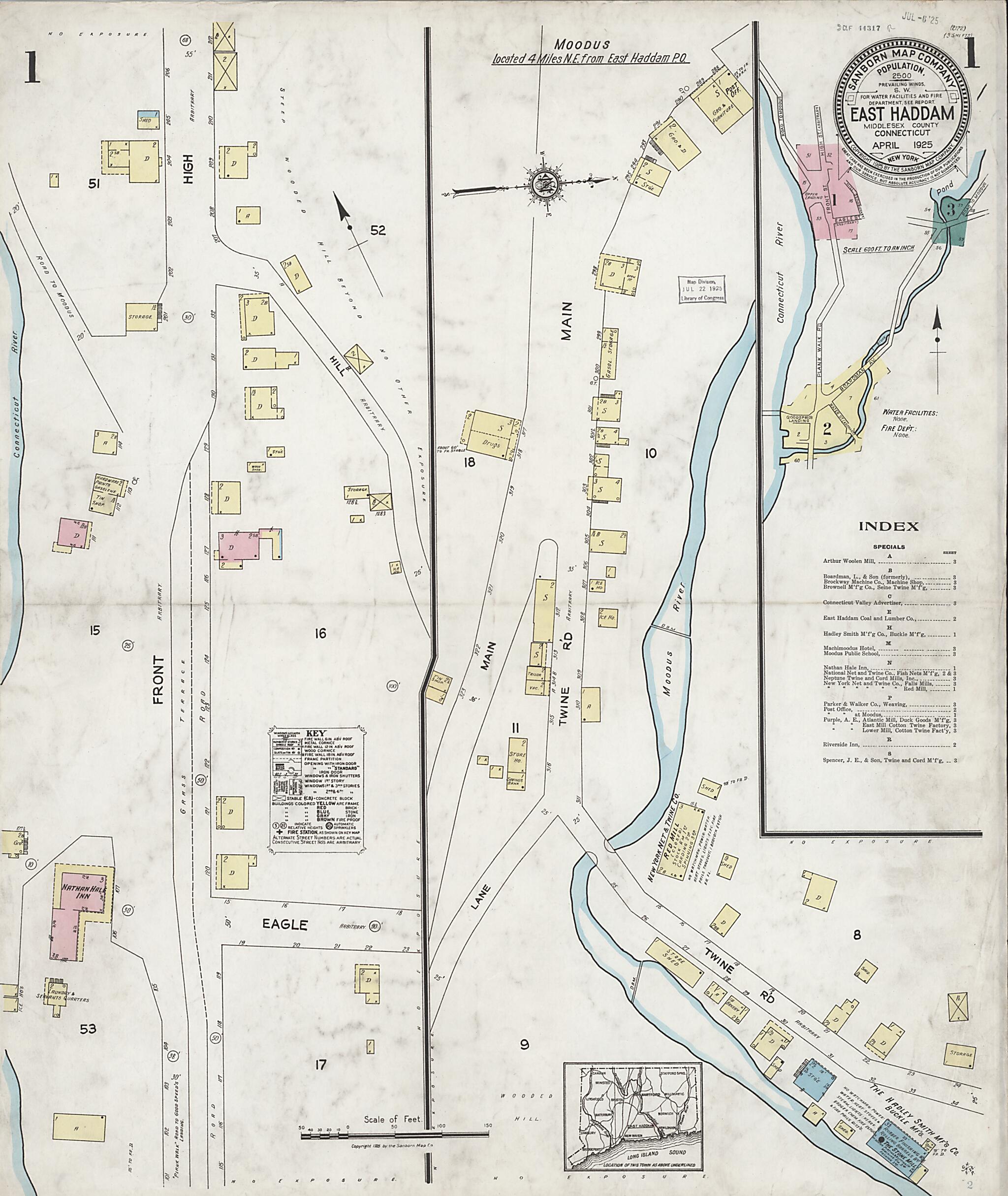 This old map of East Haddam, Middlesex County, Connecticut was created by Sanborn Map Company in 1925