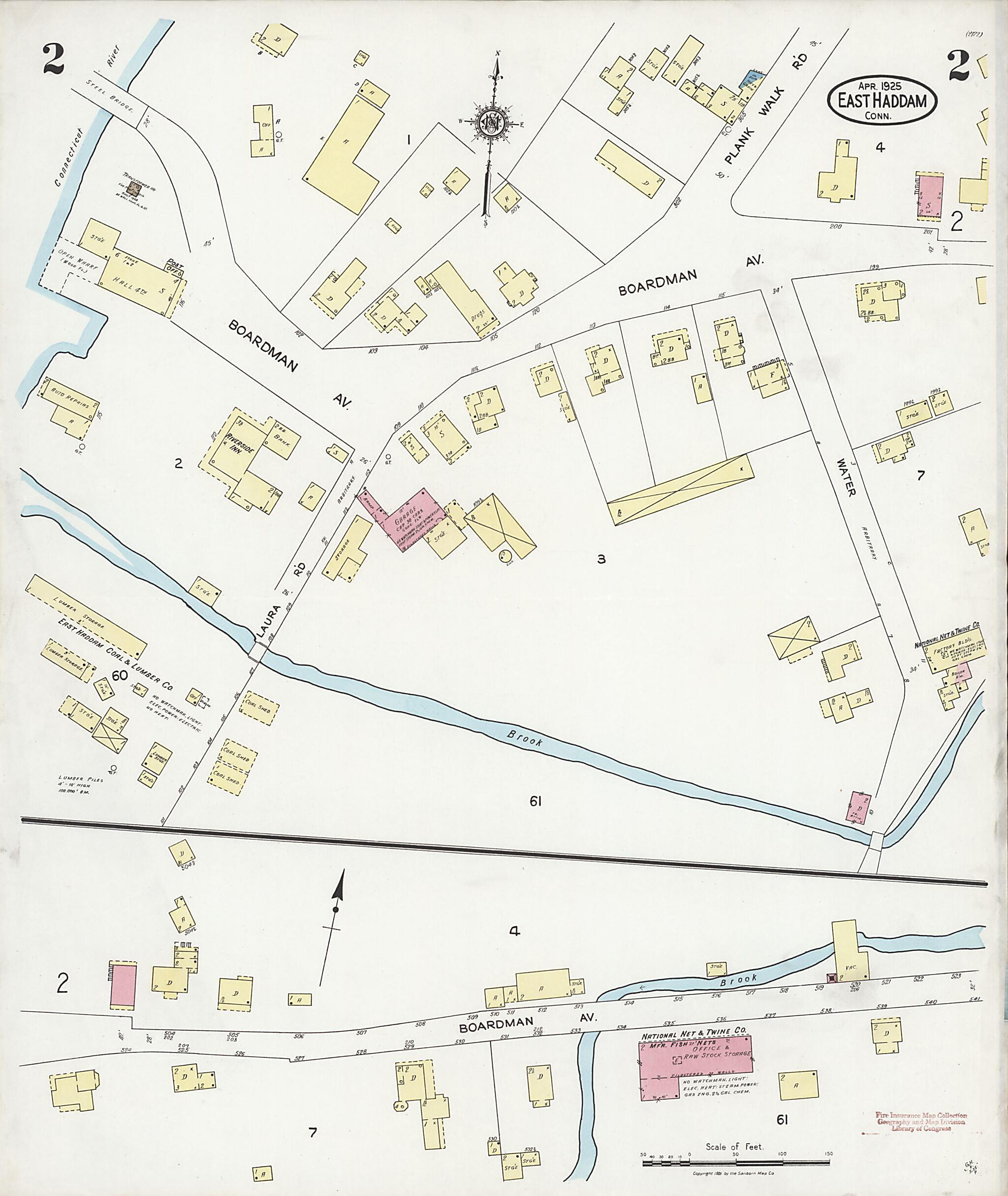 This old map of East Haddam, Middlesex County, Connecticut was created by Sanborn Map Company in 1925