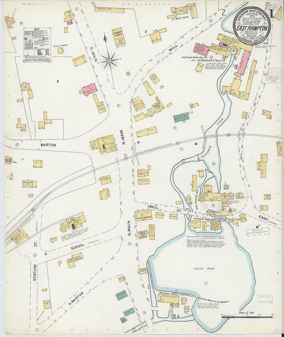 This old map of East Hampton, Middlesex County, Connecticut was created by Sanborn Map Company in 1903