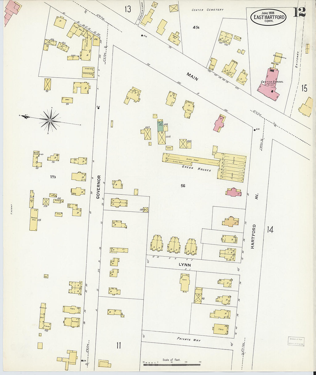 This old map of East Hartford, Hartford County, Connecticut was created by Sanborn Map Company in 1908