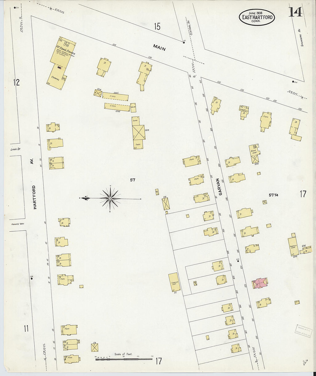This old map of East Hartford, Hartford County, Connecticut was created by Sanborn Map Company in 1908