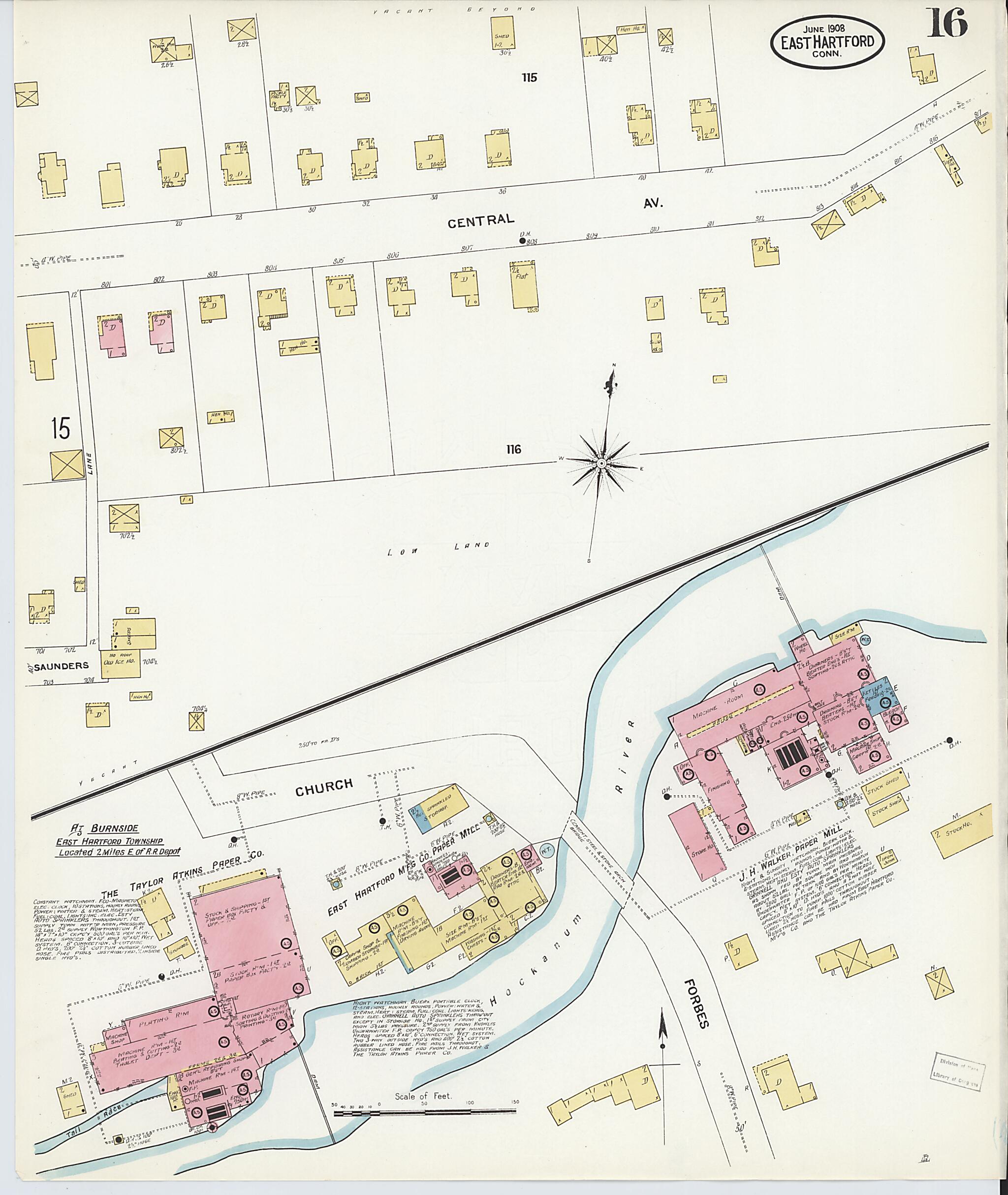 This old map of East Hartford, Hartford County, Connecticut was created by Sanborn Map Company in 1908