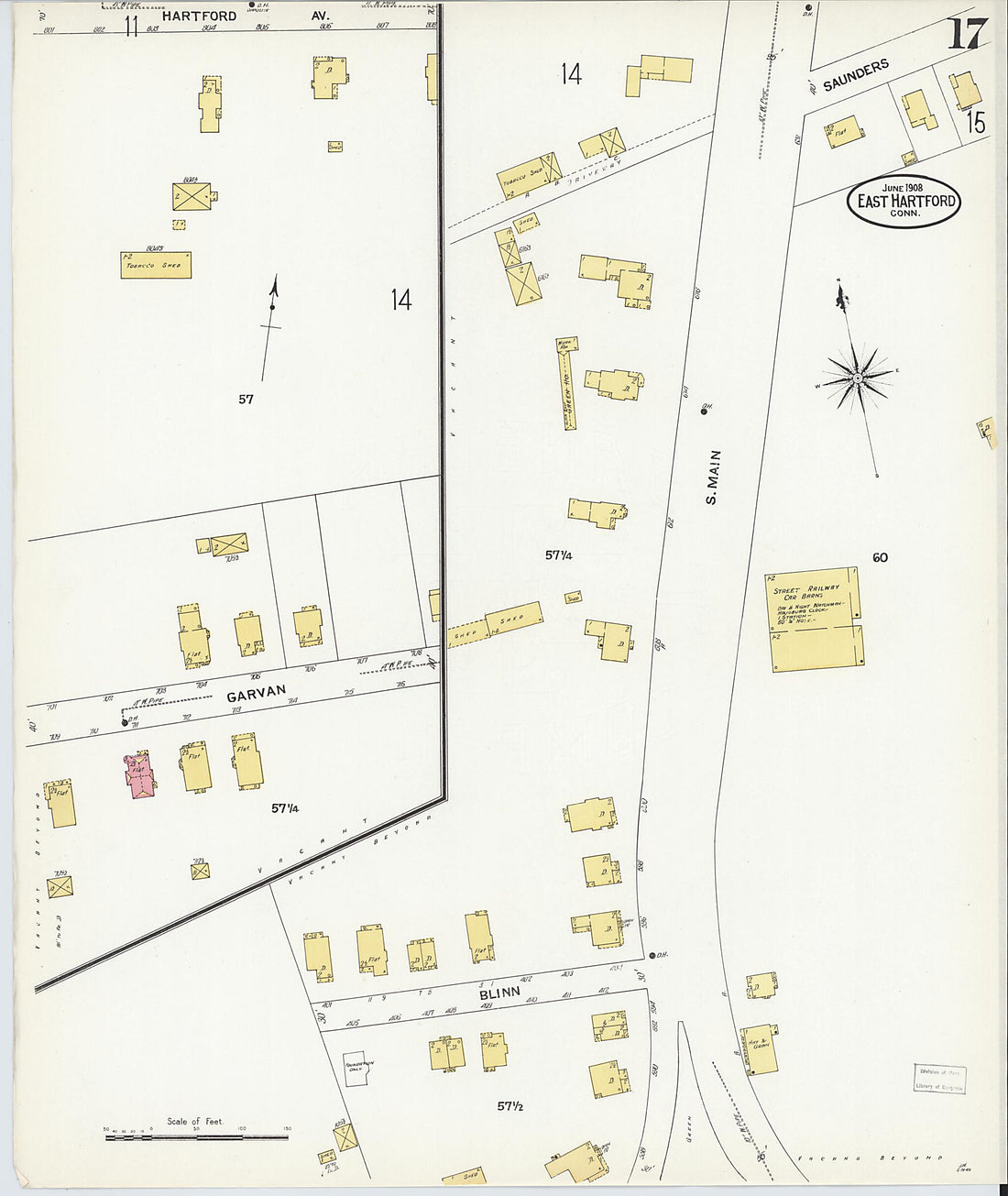 This old map of East Hartford, Hartford County, Connecticut was created by Sanborn Map Company in 1908