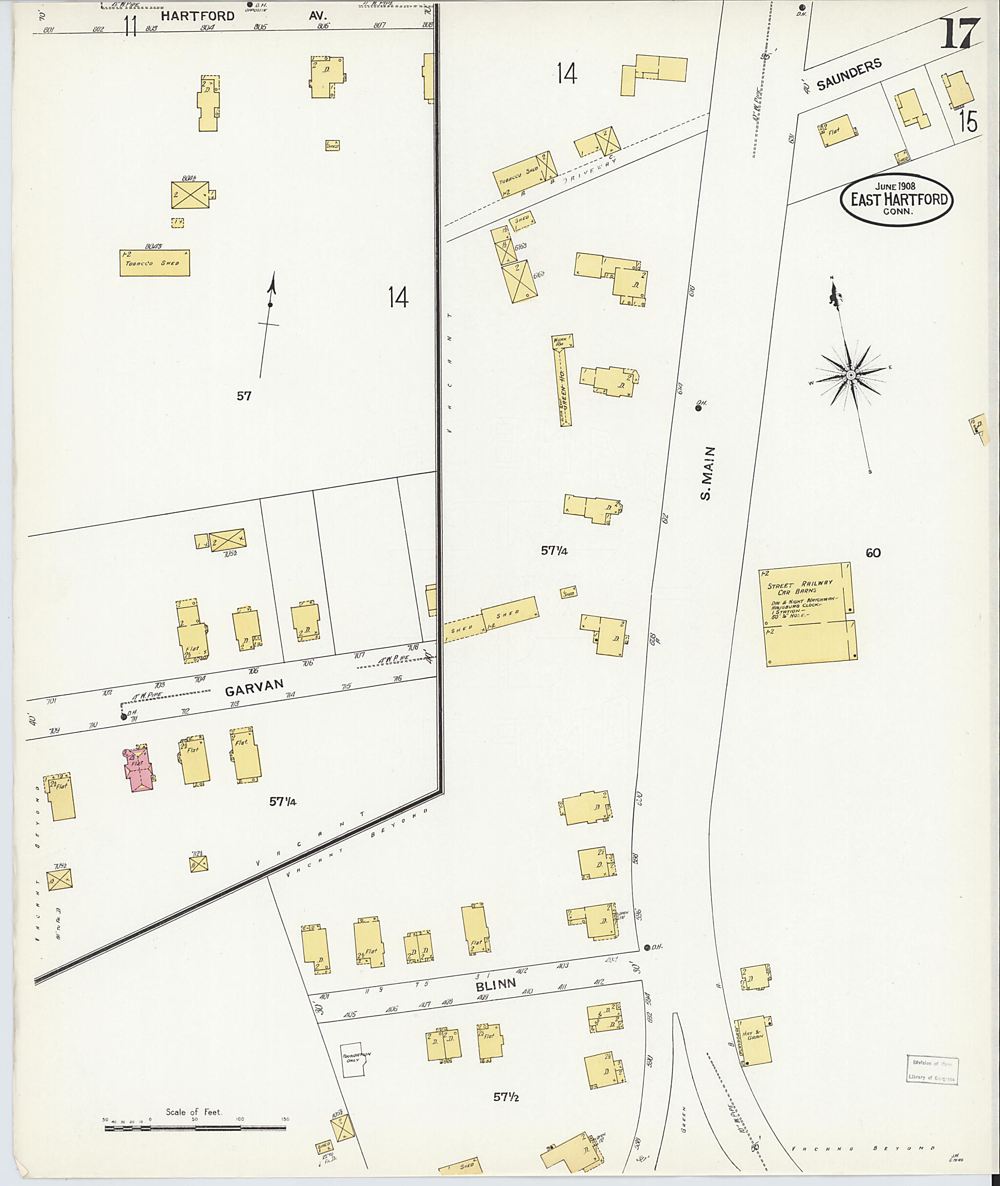 This old map of East Hartford, Hartford County, Connecticut was created by Sanborn Map Company in 1908
