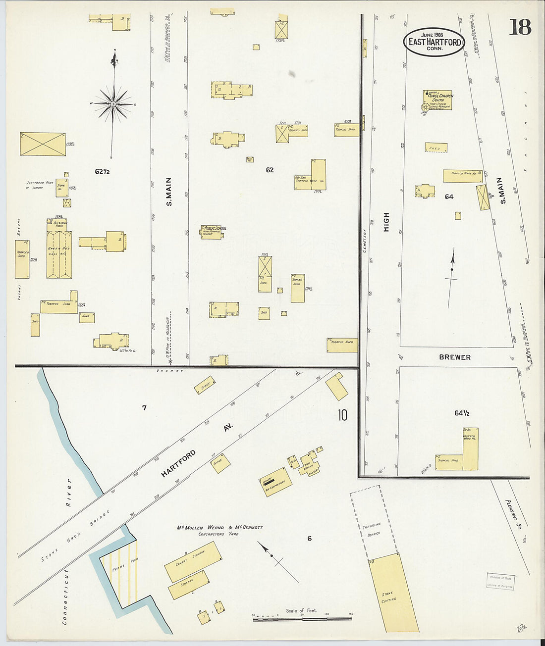 This old map of East Hartford, Hartford County, Connecticut was created by Sanborn Map Company in 1908