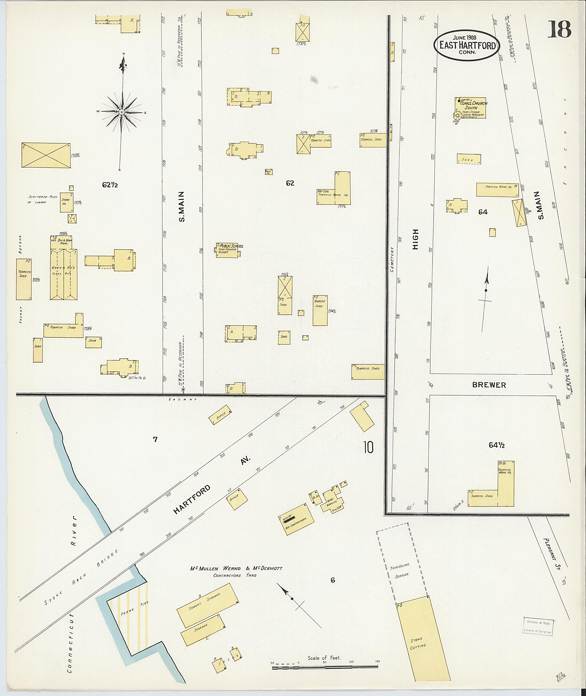 This old map of East Hartford, Hartford County, Connecticut was created by Sanborn Map Company in 1908