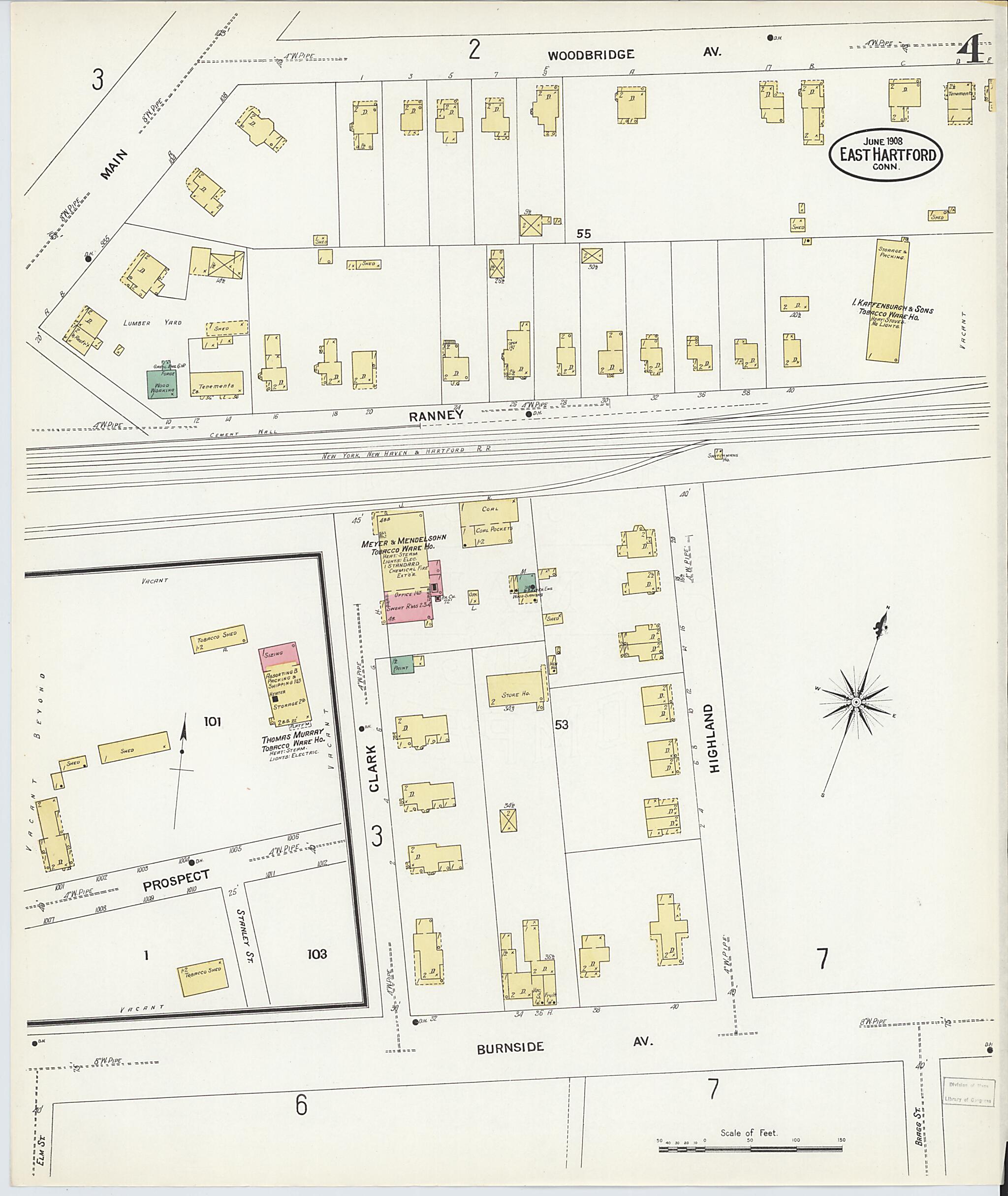 This old map of East Hartford, Hartford County, Connecticut was created by Sanborn Map Company in 1908