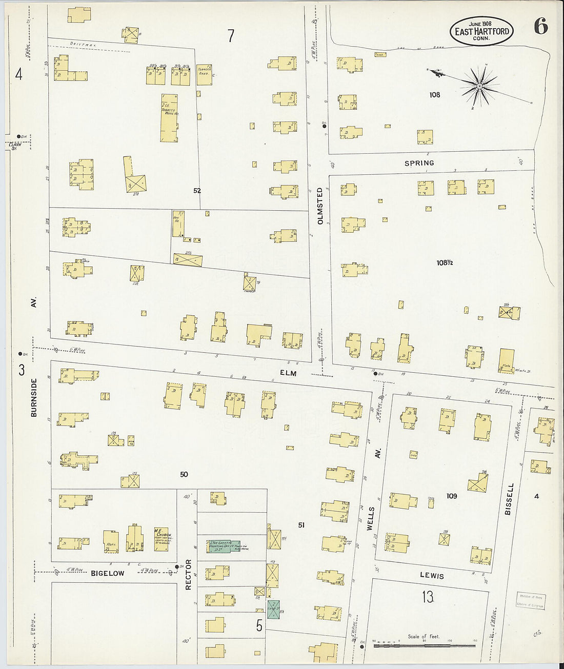 This old map of East Hartford, Hartford County, Connecticut was created by Sanborn Map Company in 1908
