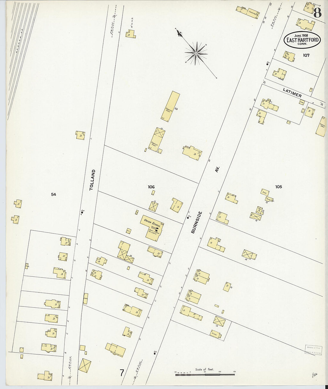 This old map of East Hartford, Hartford County, Connecticut was created by Sanborn Map Company in 1908
