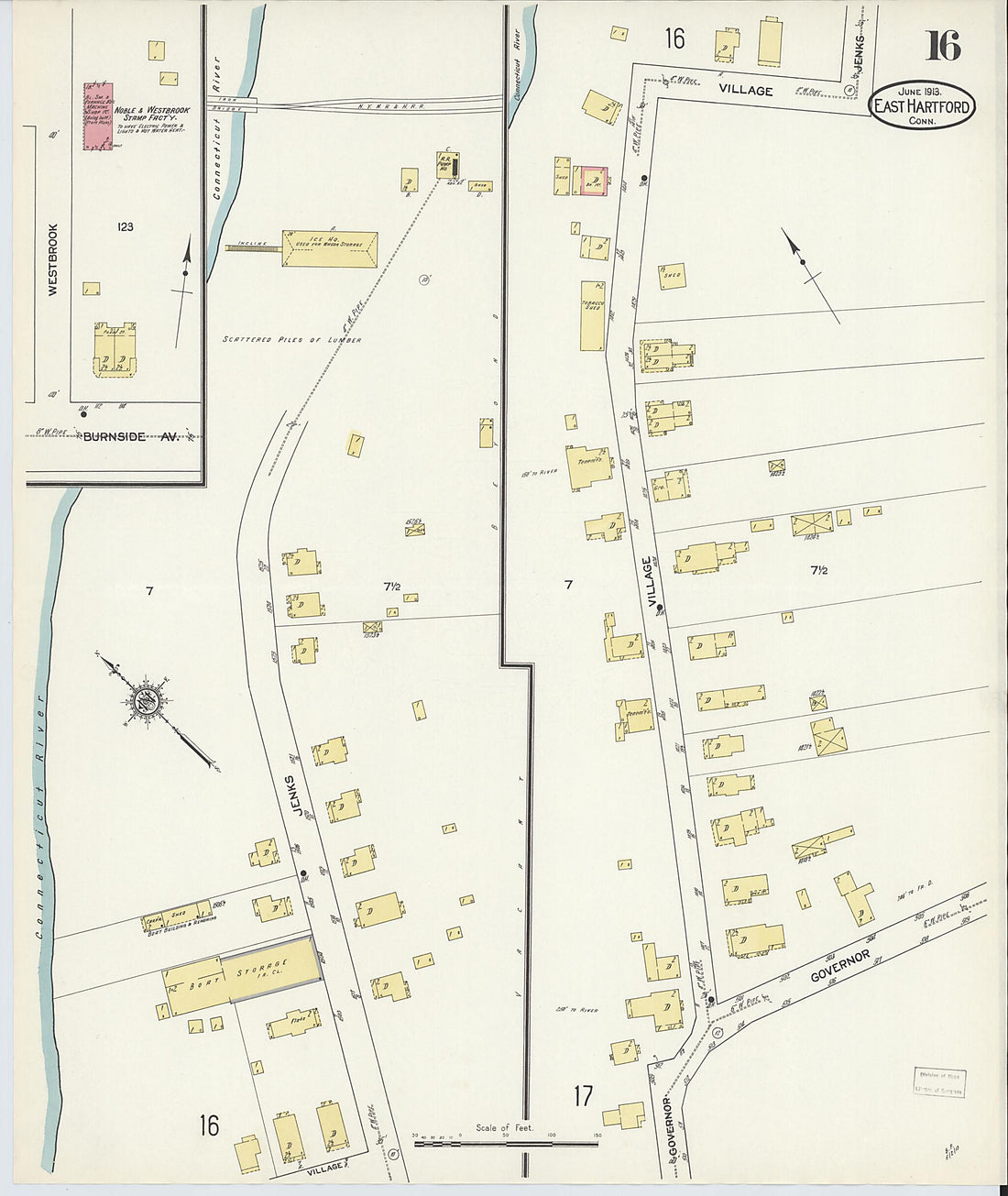 This old map of East Hartford, Hartford County, Connecticut was created by Sanborn Map Company in 1913