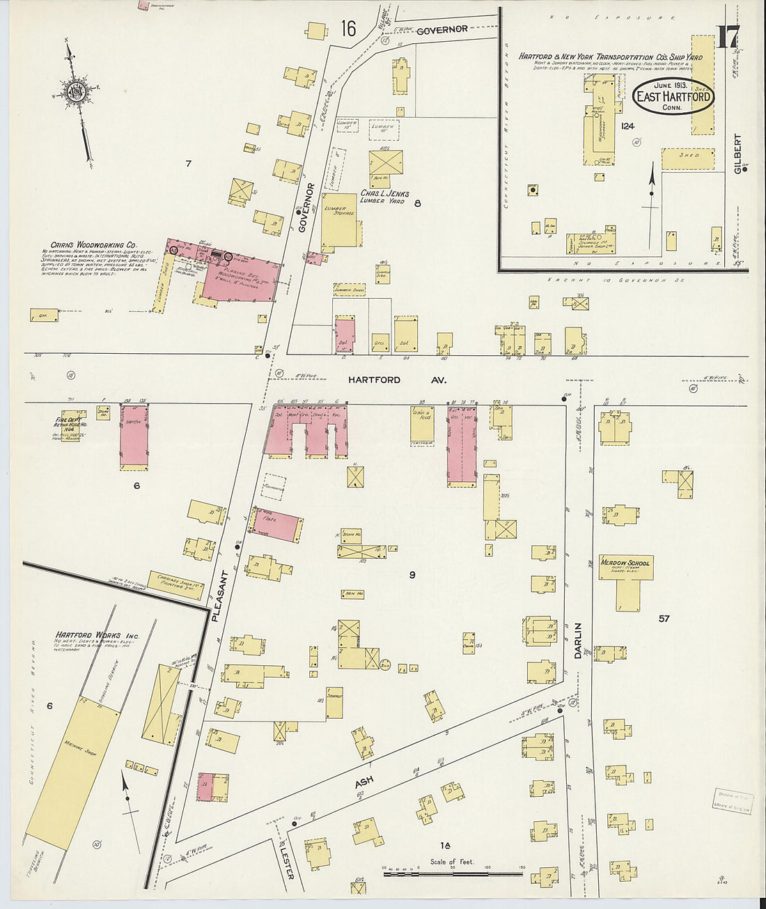 This old map of East Hartford, Hartford County, Connecticut was created by Sanborn Map Company in 1913