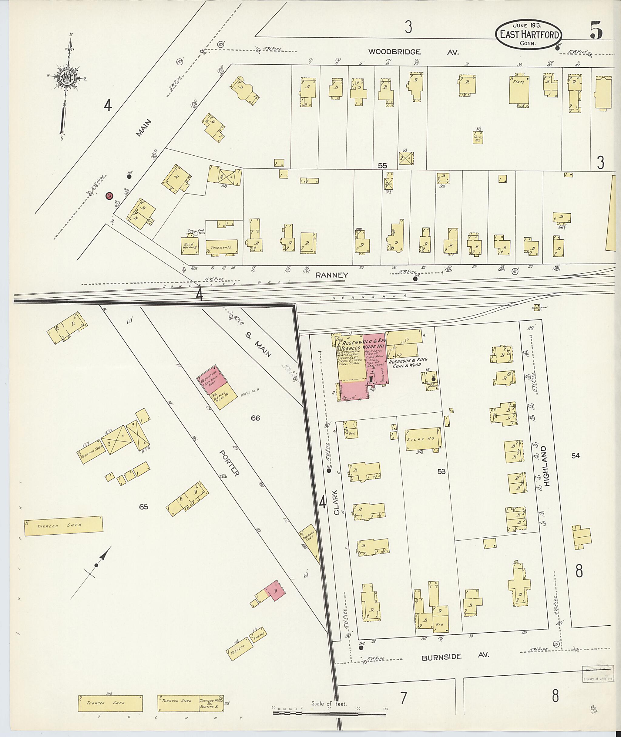 This old map of East Hartford, Hartford County, Connecticut was created by Sanborn Map Company in 1913