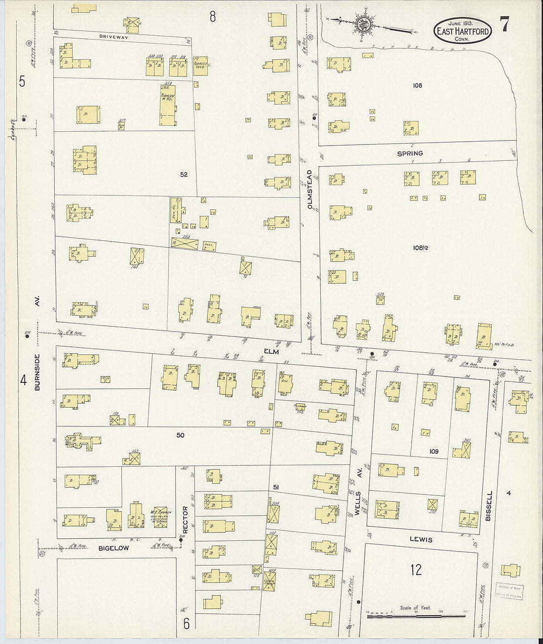 This old map of East Hartford, Hartford County, Connecticut was created by Sanborn Map Company in 1913