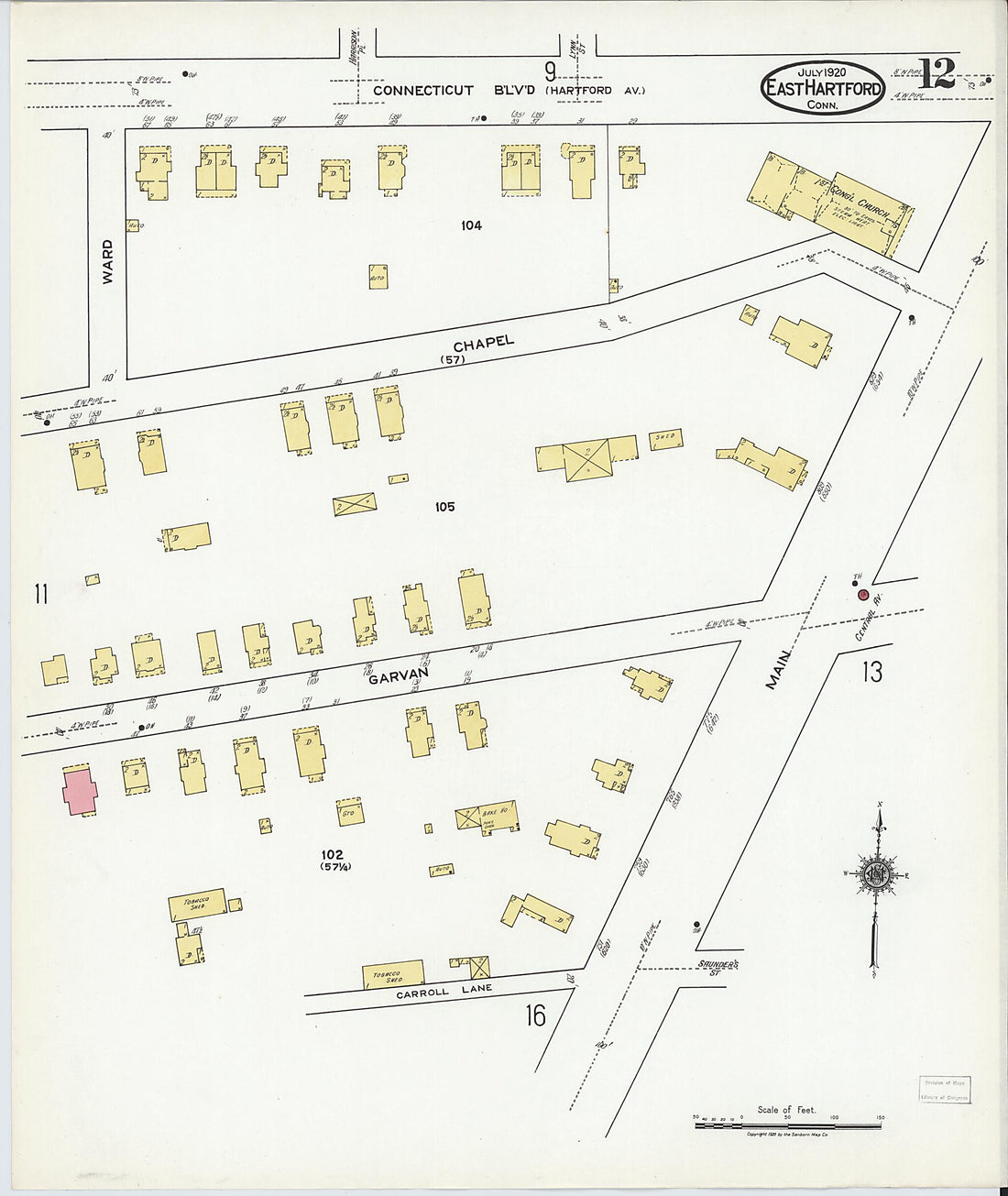 This old map of East Hartford, Hartford County, Connecticut was created by Sanborn Map Company in 1920