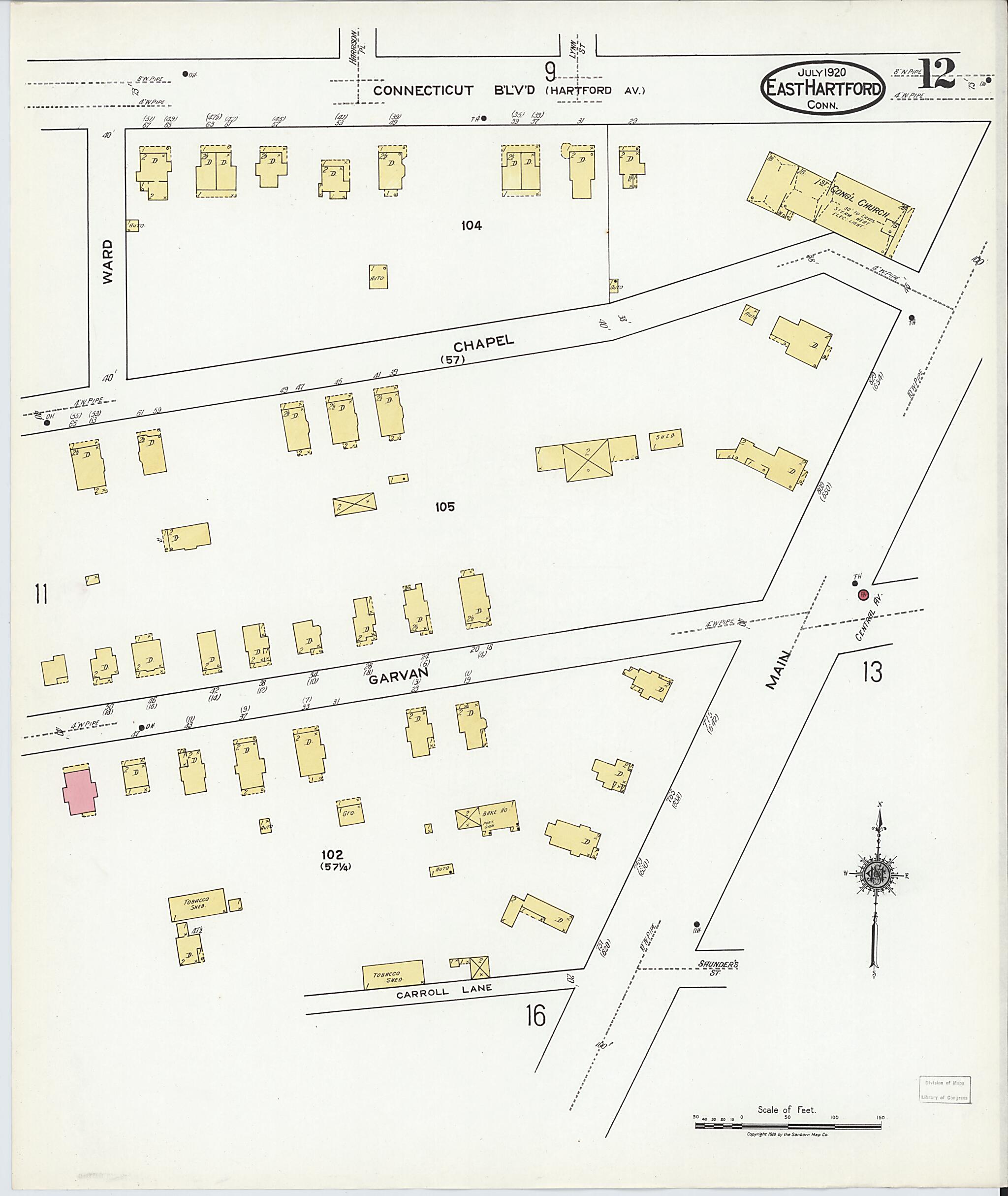 This old map of East Hartford, Hartford County, Connecticut was created by Sanborn Map Company in 1920