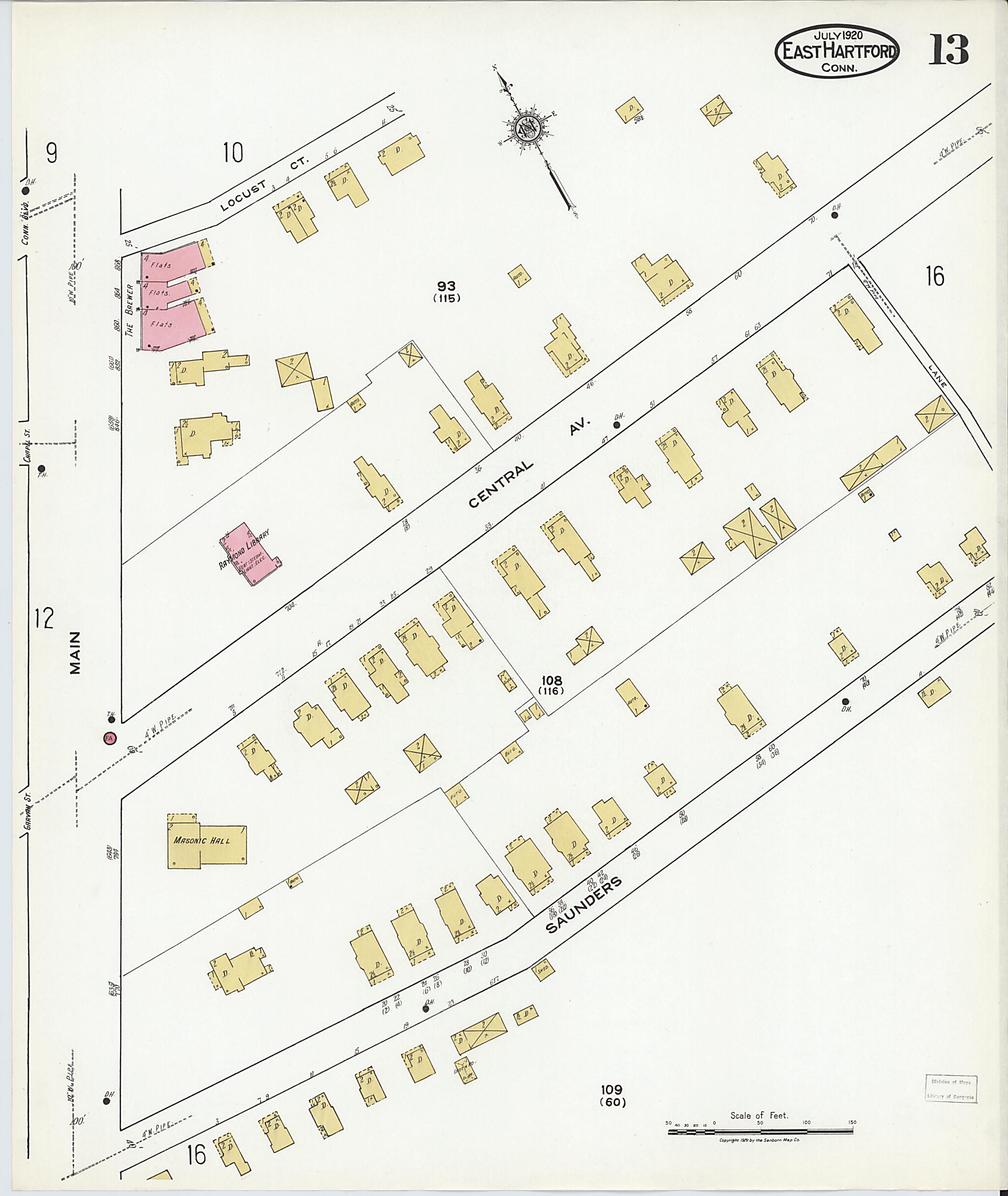 This old map of East Hartford, Hartford County, Connecticut was created by Sanborn Map Company in 1920